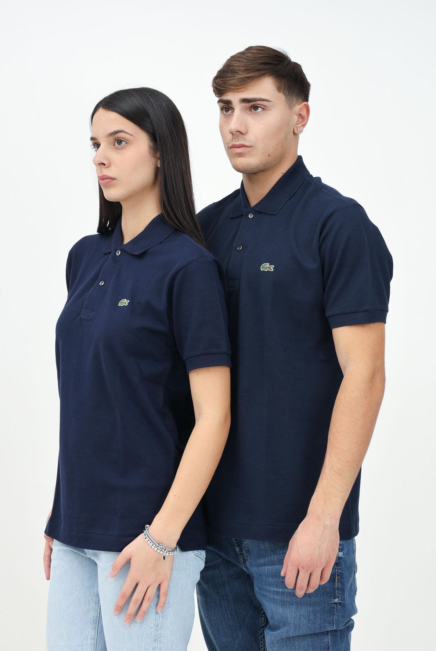 Polo blu per uomo e donna con patch logo coccodirllo 1212 166 LACOSTE