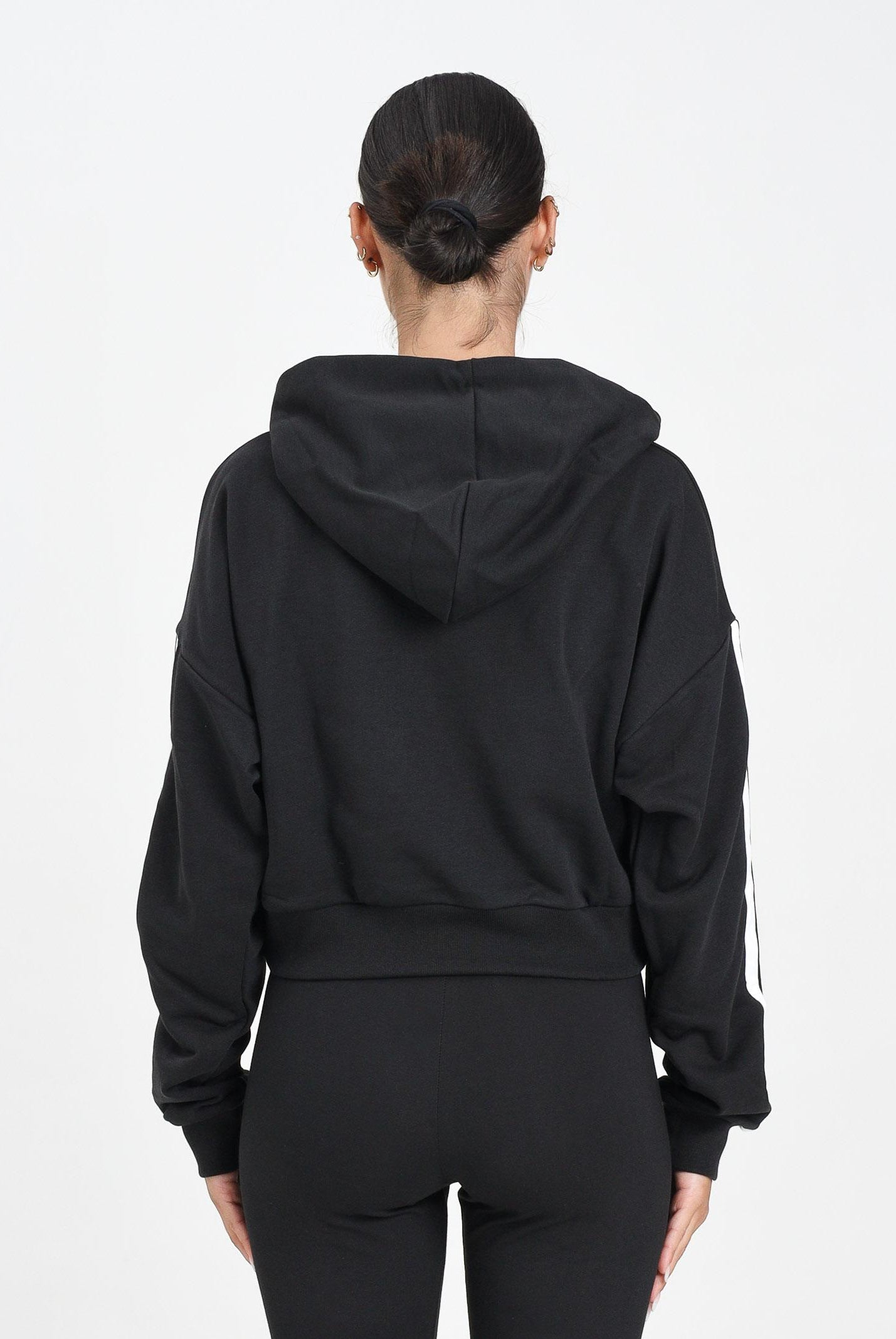 ADIDAS PERFORMANCE Felpa con cappuccio Essentials 3-Stripes French Terry nera da donna JE0017 ADIDAS PERFORMANCE