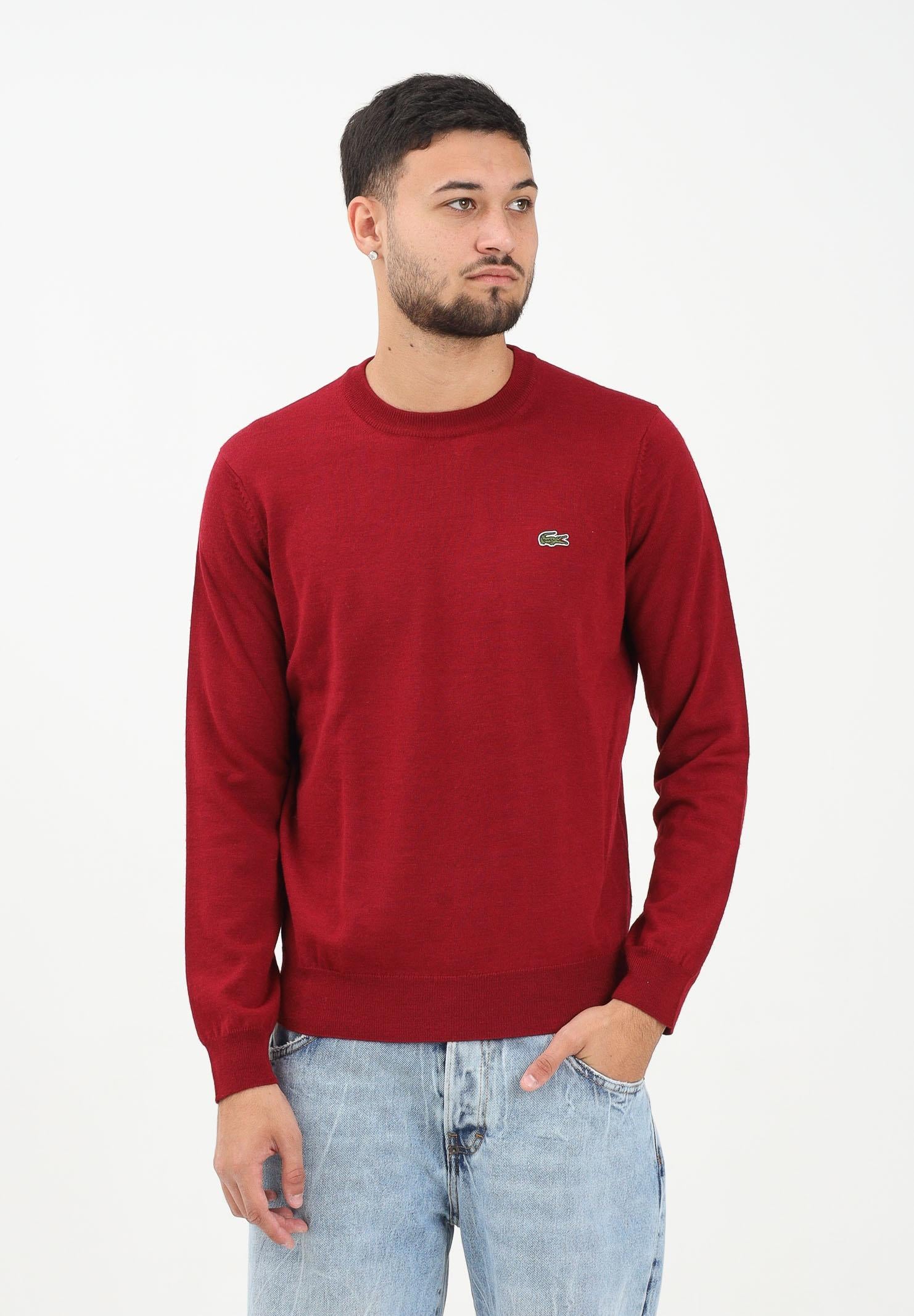 LACOSTE Maglioncino girocollo bordeaux da uomo AH3225 476 LACOSTE