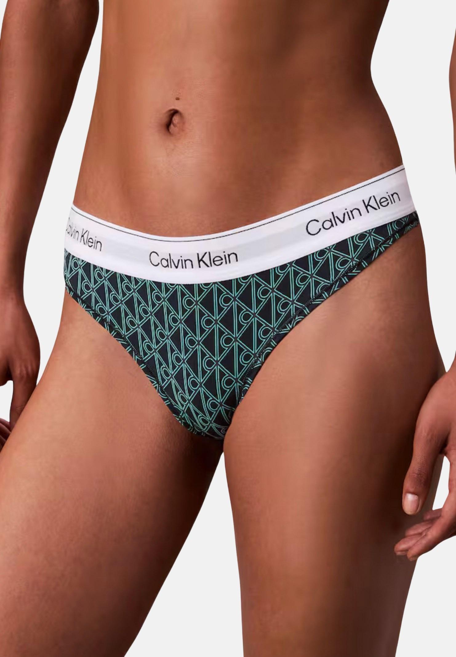 CALVIN KLEIN Perizoma verde da donna con monogramma CK LV00QF8518 2QD CALVIN KLEIN