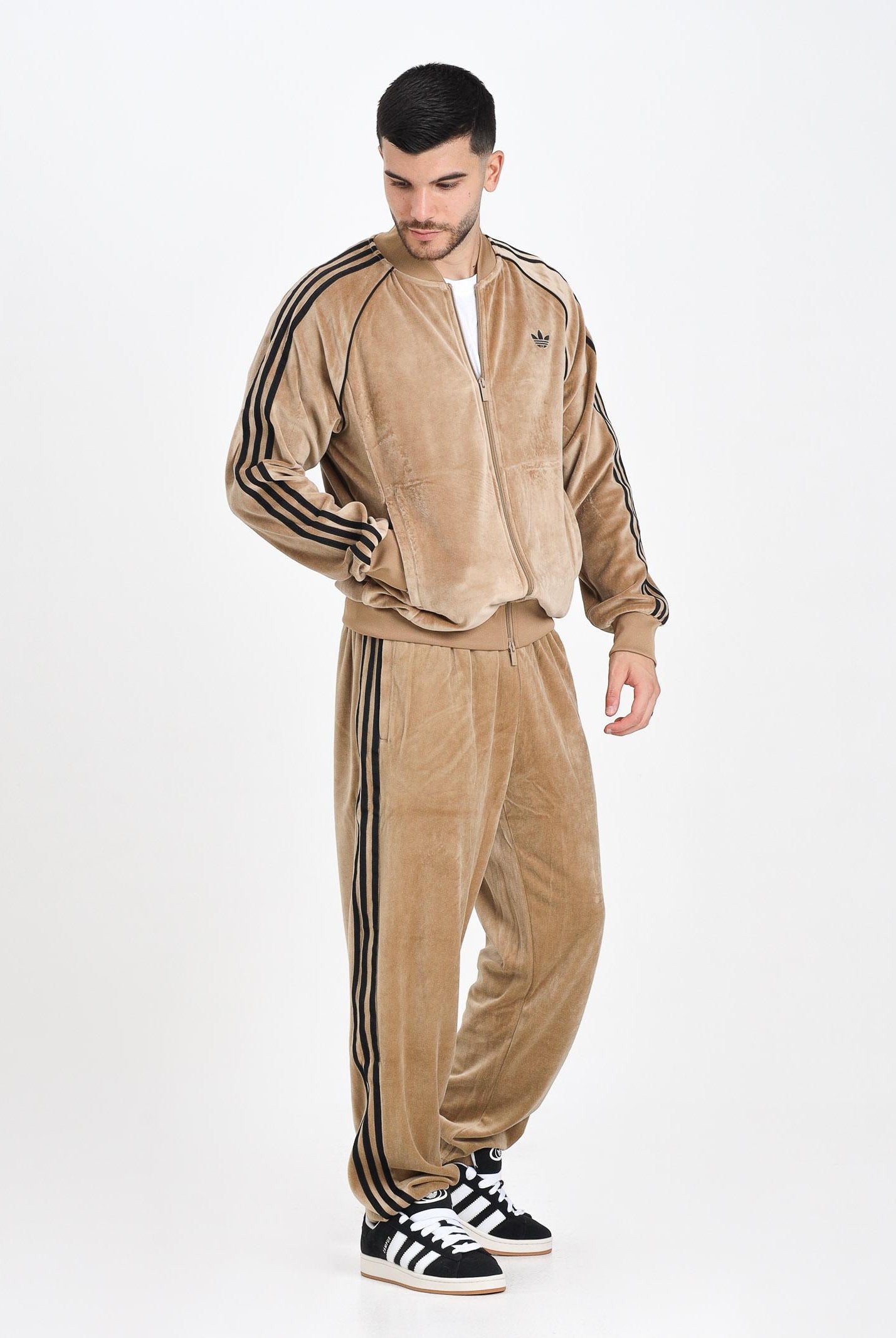 ADIDAS ORIGINALS Pantalone sportivo SST Adicolor Velour beige da uomo JX1556 . ADIDAS ORIGINALS