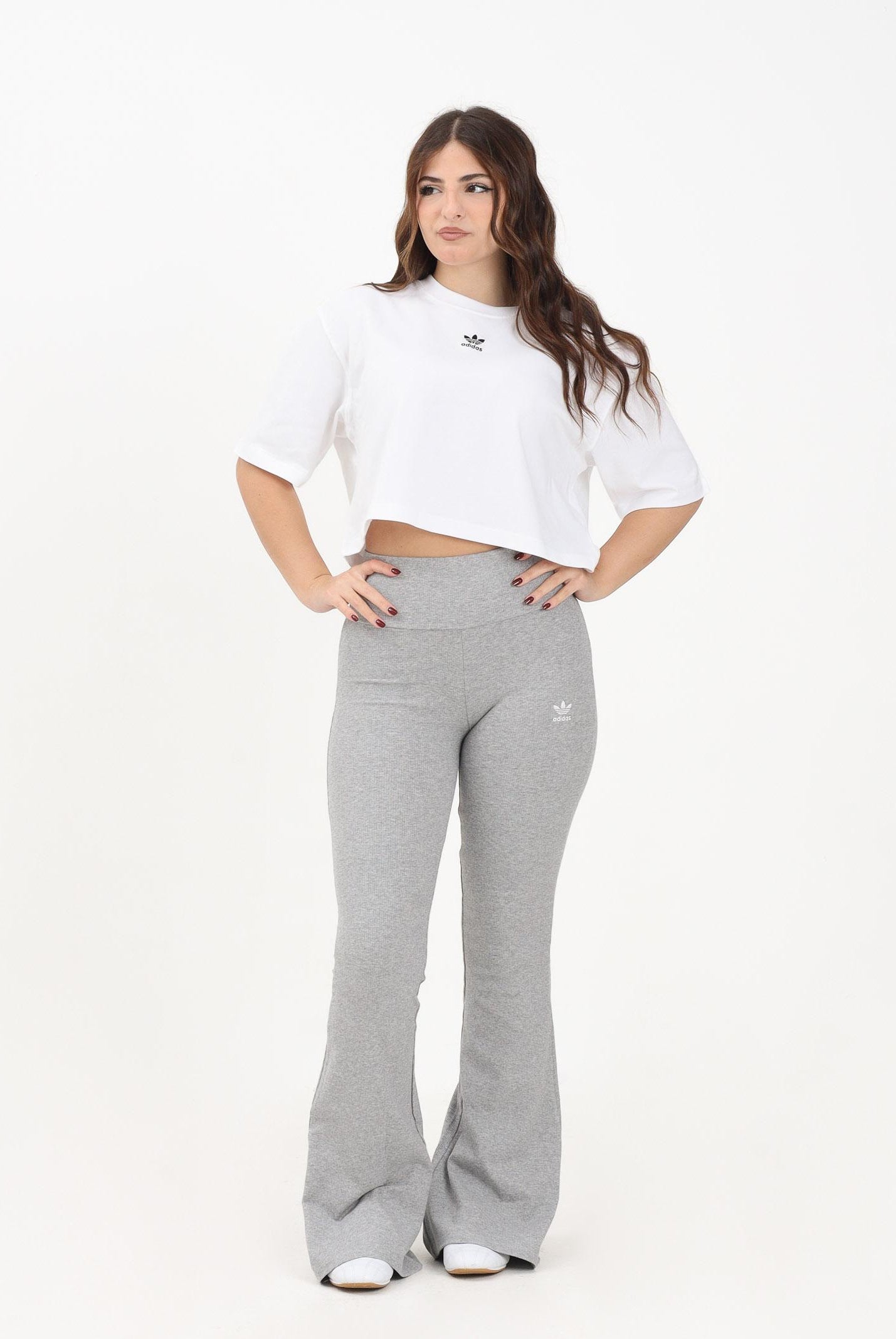 ADIDAS ORIGINALS Leggings Essentials Rib Flared grigio da donna IY9674 . ADIDAS ORIGINALS