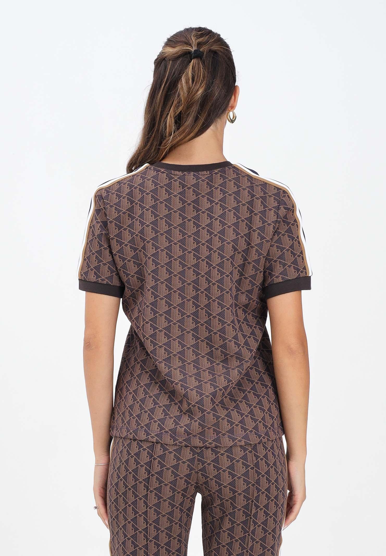 LACOSTE T-shirt a manica corta marrone da donna con monogramma TF3244 9I4 LACOSTE