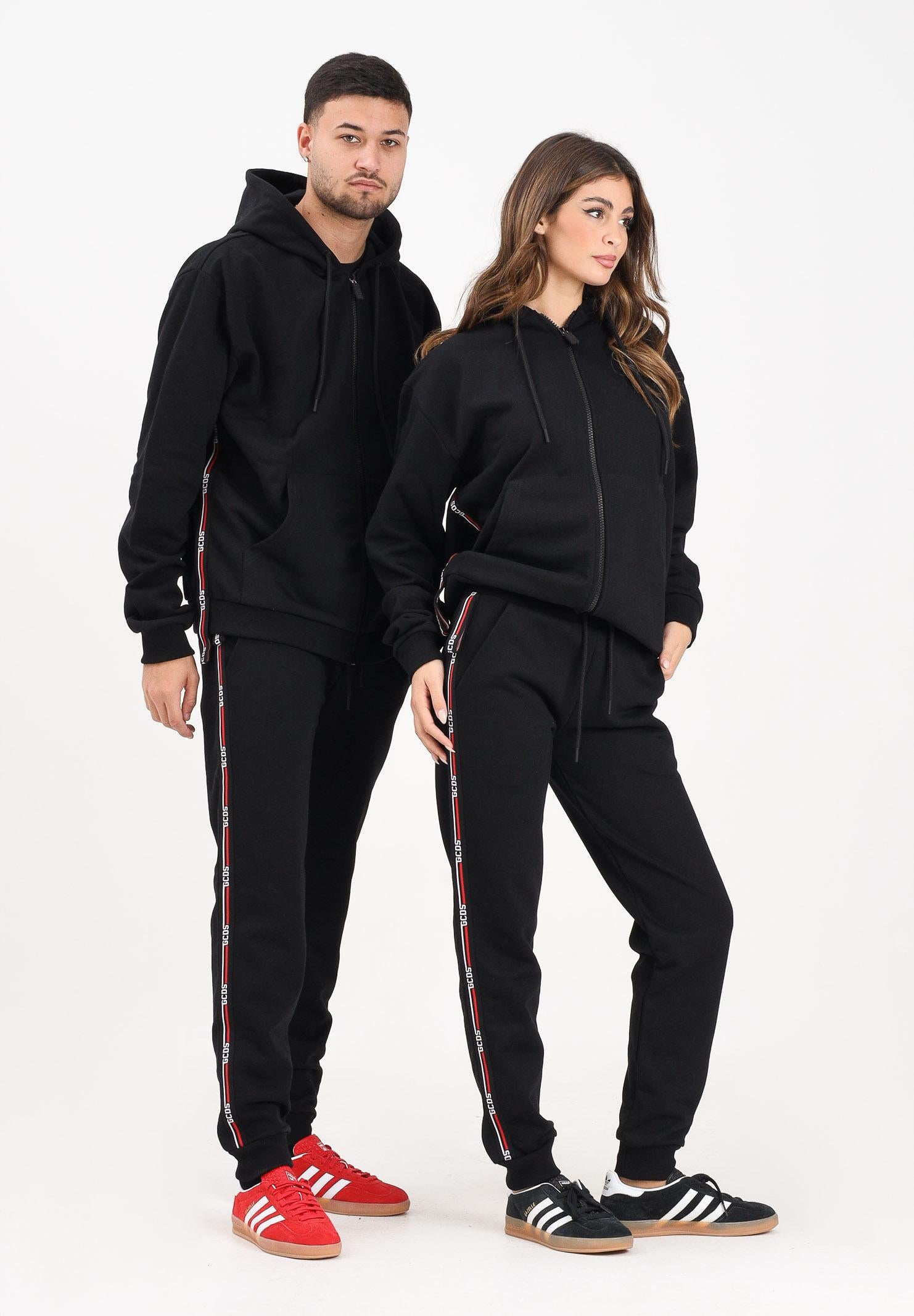 GCDS Pantalone sportivo nero per uomo e donna con banda logata B2EW3002JD1 99 GCDS