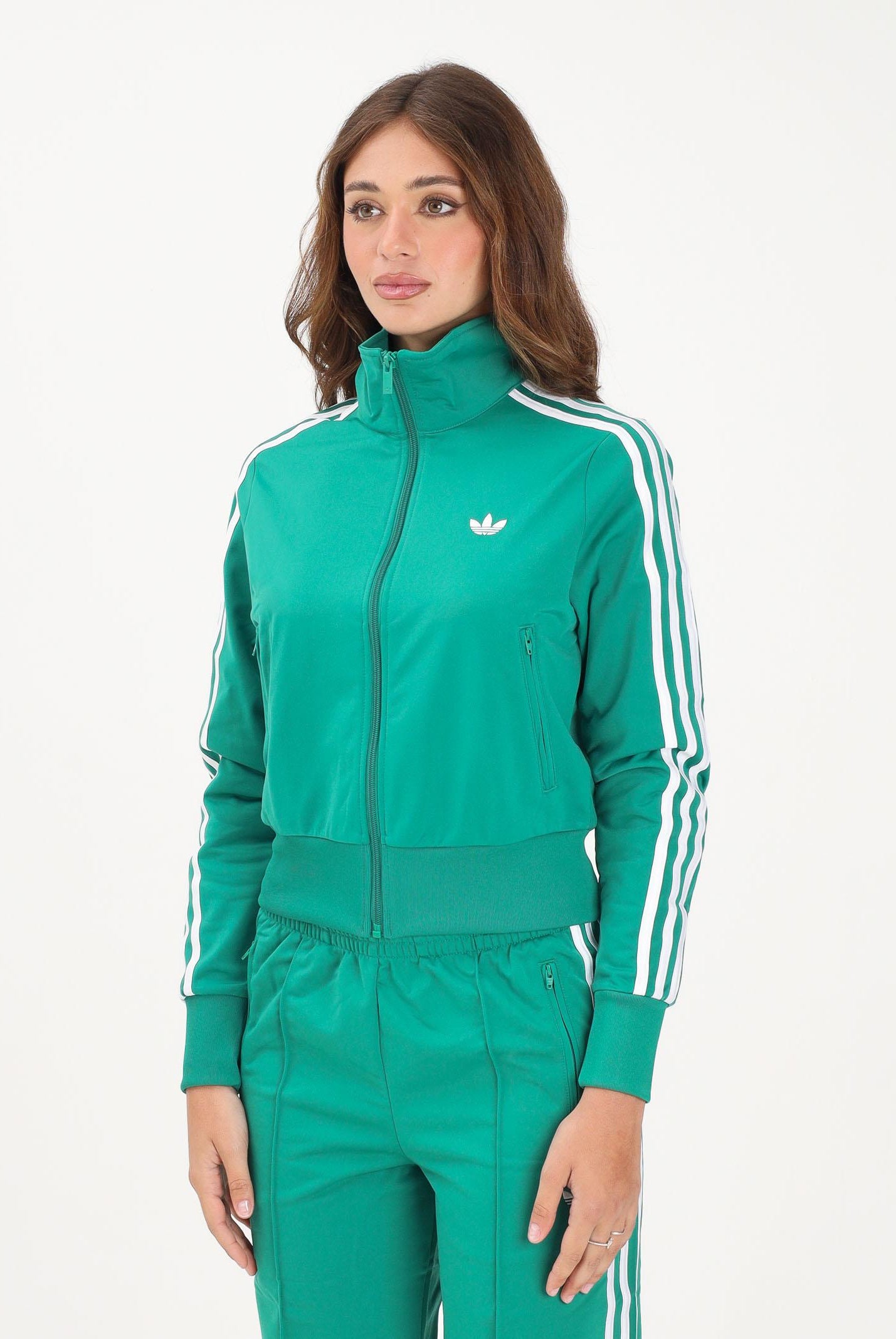 ADIDAS ORIGINALS Felpa con zip FIREBIRD CLASSIC verde da donna KD1333 . ADIDAS ORIGINALS