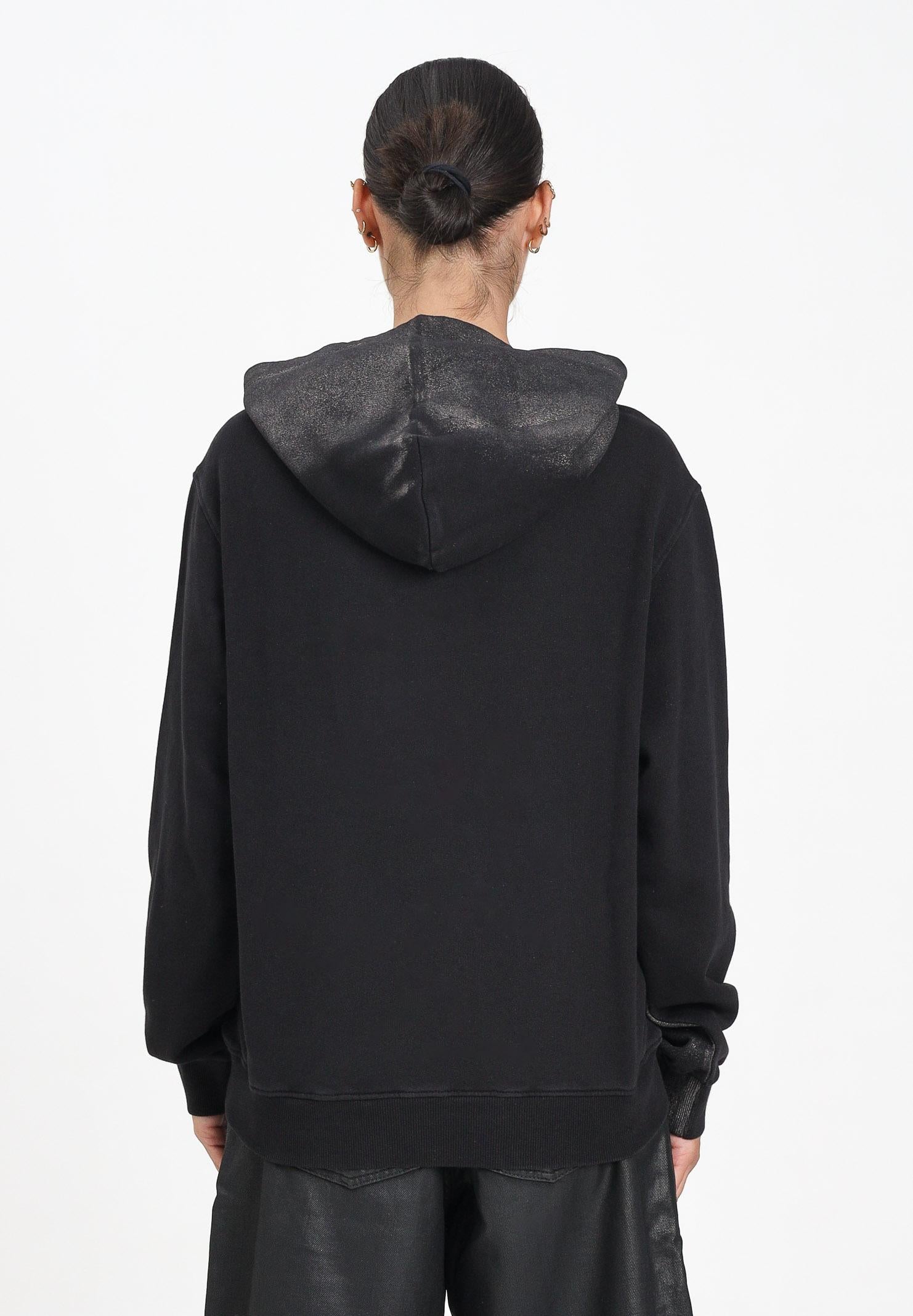 DIESEL Felpa con cappuccio nera per donna, ragazzi e bambini dal look vissuto J02492KYAZU K900 DIESEL