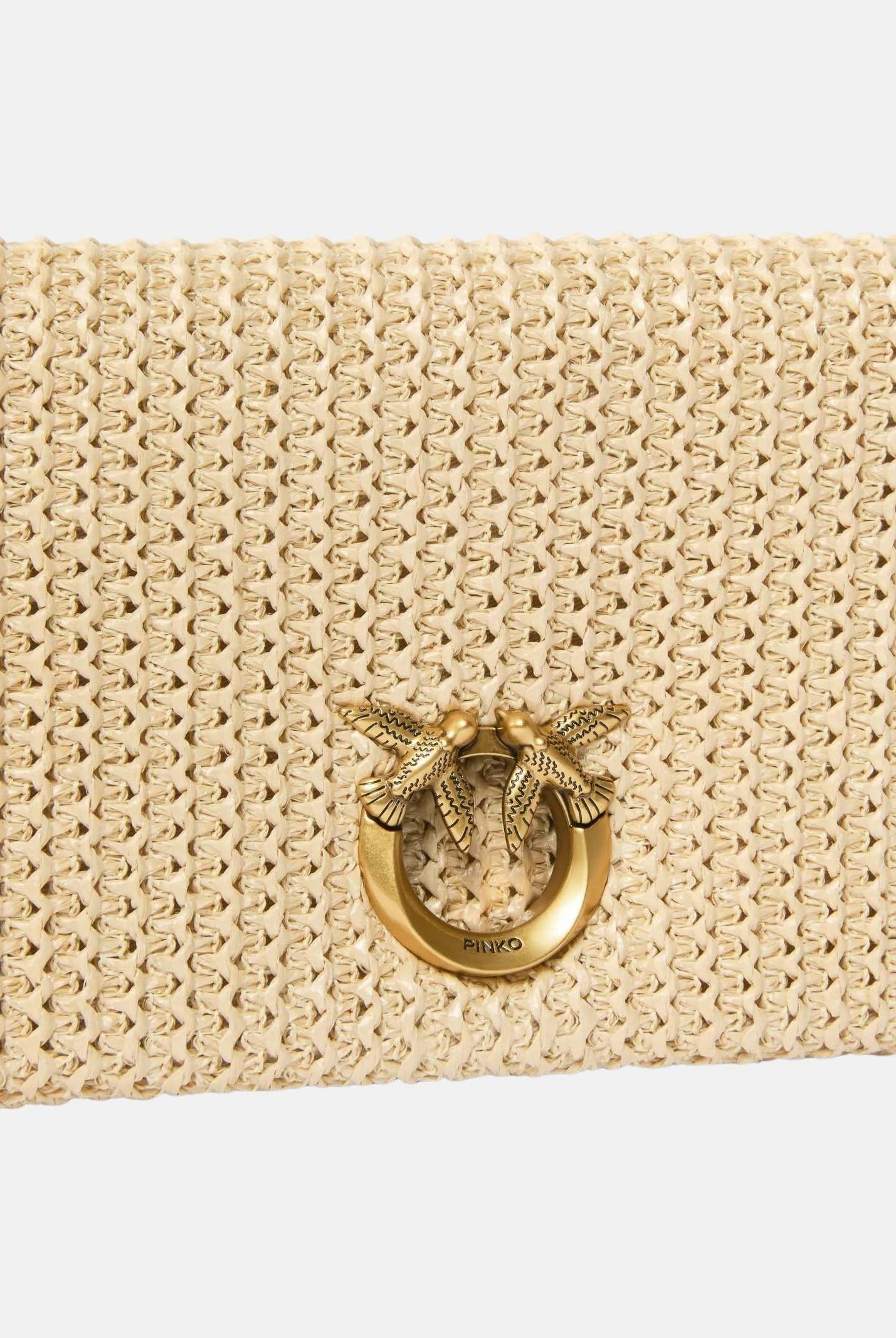 PINKO Pochette Love Bag Click Soft Horizontal Mini in rafia beige da donna 106023A391 C24Q PINKO