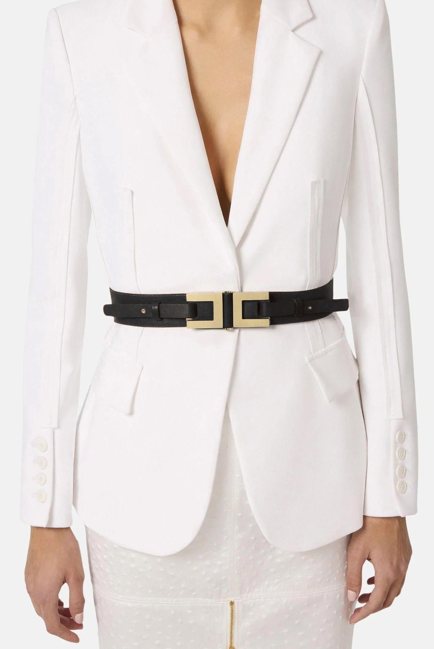ELISABETTA FRANCHI Cintura nera da donna con dettaglio logo CT50S61E2 110 ELISABETTA FRANCHI