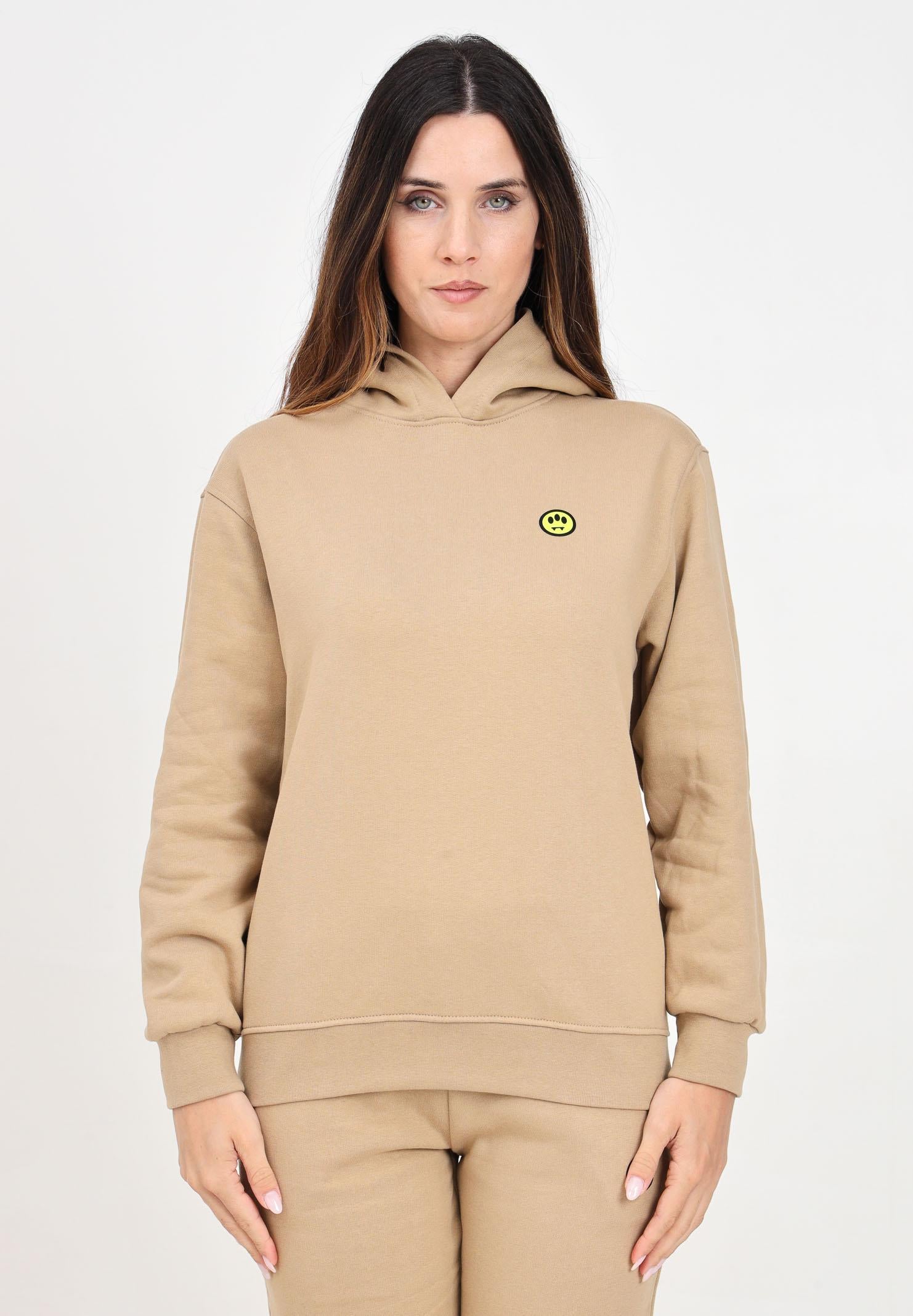 Felpa con cappuccio beige per donna e bambina rifinita da patch logo F4BKJUHS130 BW016 BARROW