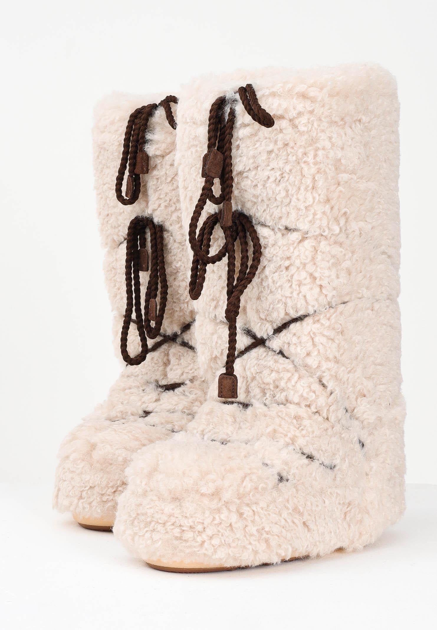 MOON BOOT Stivali da neve ICON CURLY EXTRA beige da donna 80D1403070 L007 MOON BOOT