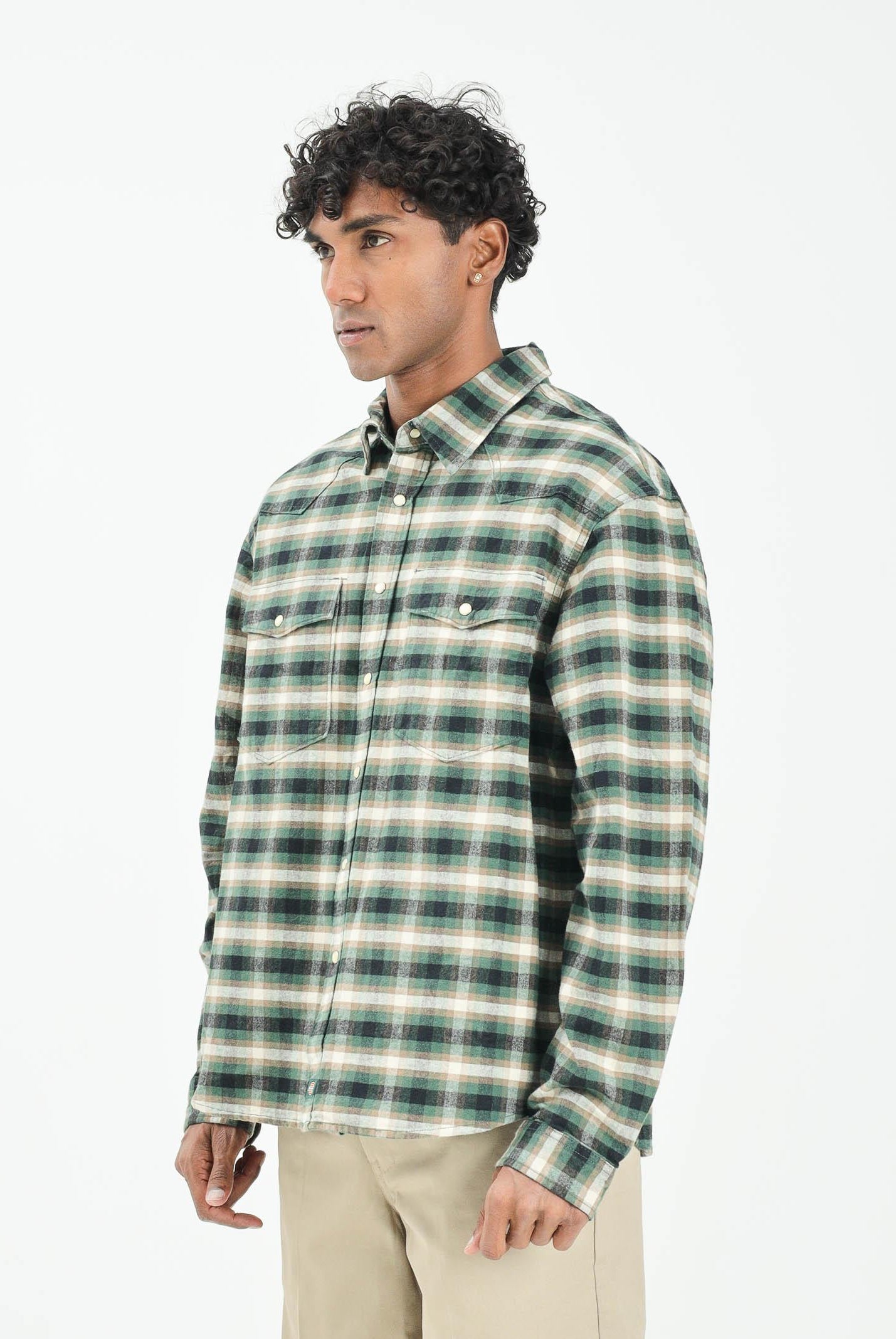 DICKIES Camicia a manica lunga JOHNSONVILLE verde da uomo DK0A87PWPIN1 DIckies