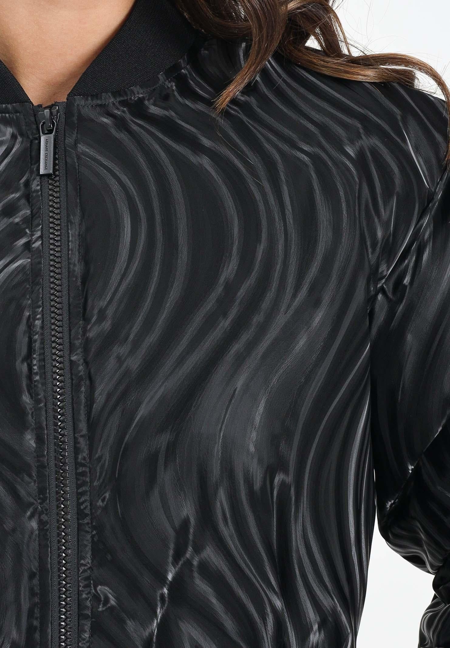 ARMANI EXCHANGE Bomber nero da donna con motivo a onde lucide XW000738AF16211 FC102 ARMANI EXCHANGE