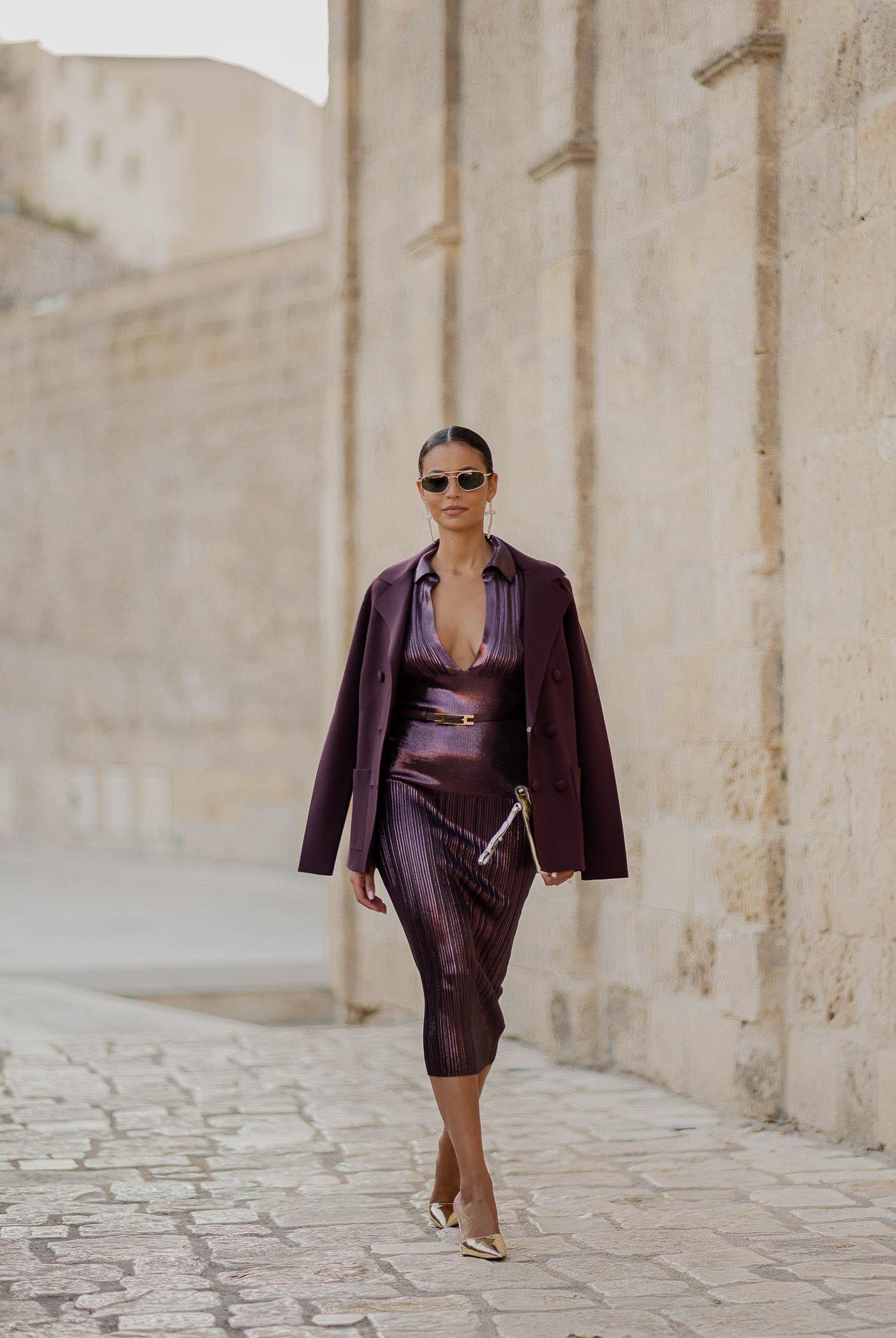 ELISABETTA FRANCHI Giacca doppiopetto realizzata in maglia bordeaux da donna MK52S57E2 EA4 ELISABETTA FRANCHI