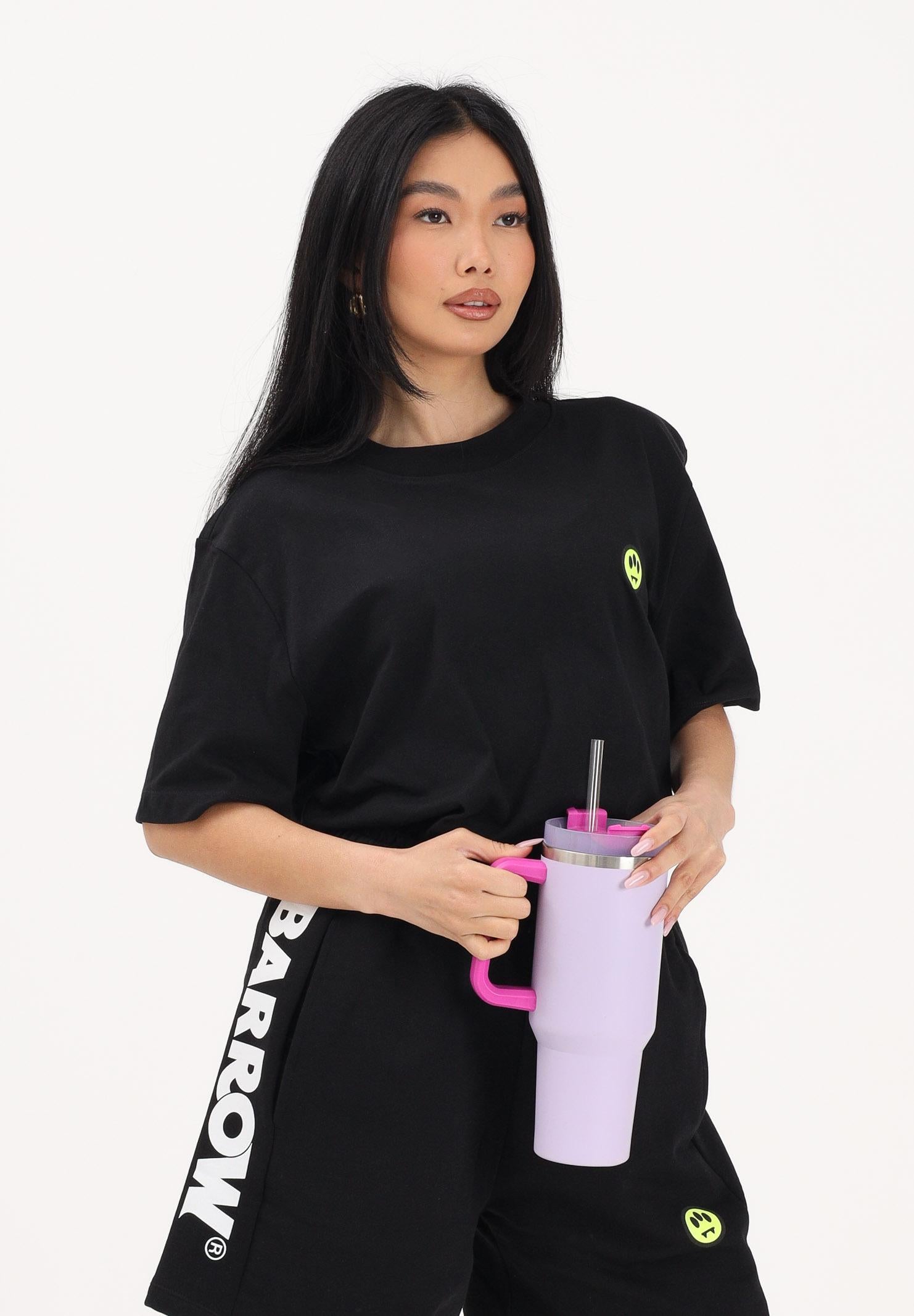 BARROW T-shirt a manica corta nera per uomo e donna con stampa sul retro S6BWUATH003 11006 BARROW