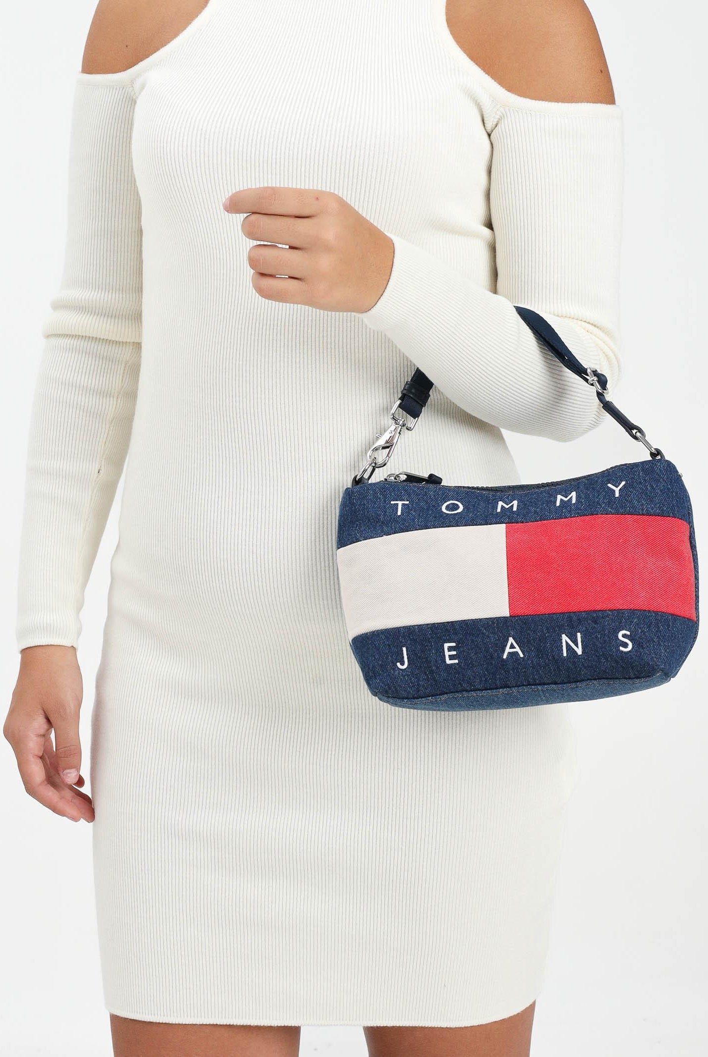 TOMMY JEANS Borsa a spalla in denim da donna AW0AW18213 1AF TOMMY JEANS