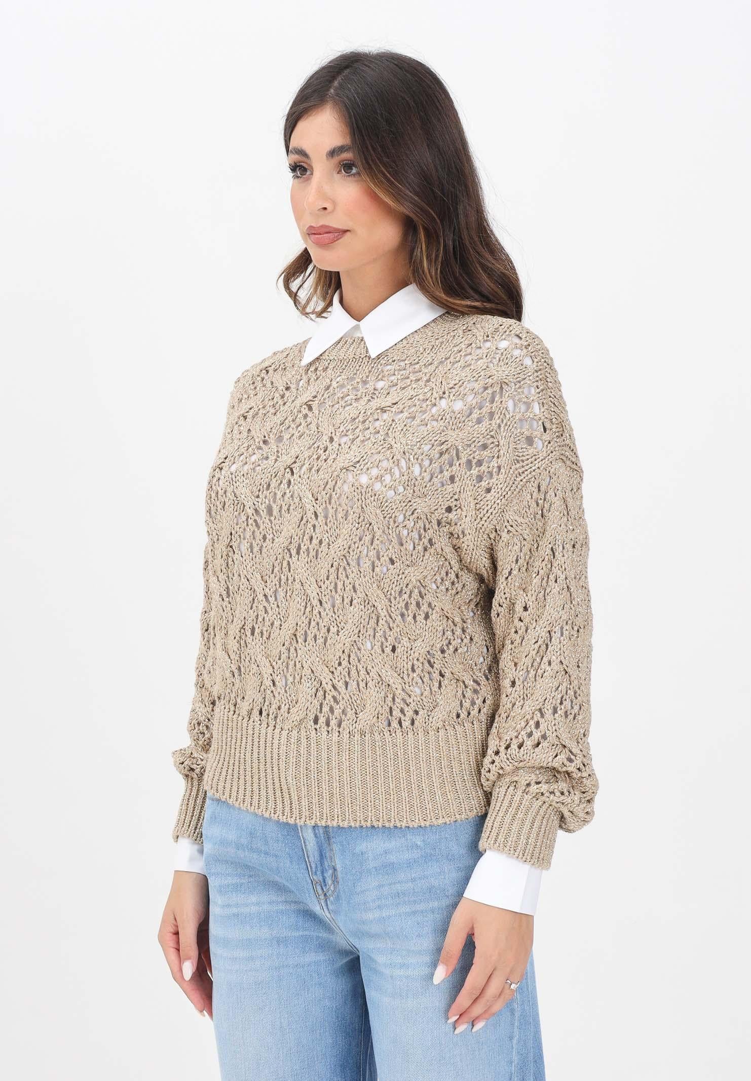 MAX MARA Maglioncino girocollo oro da donna in cordonetto a rombi 2526366141600 001 MAX MARA