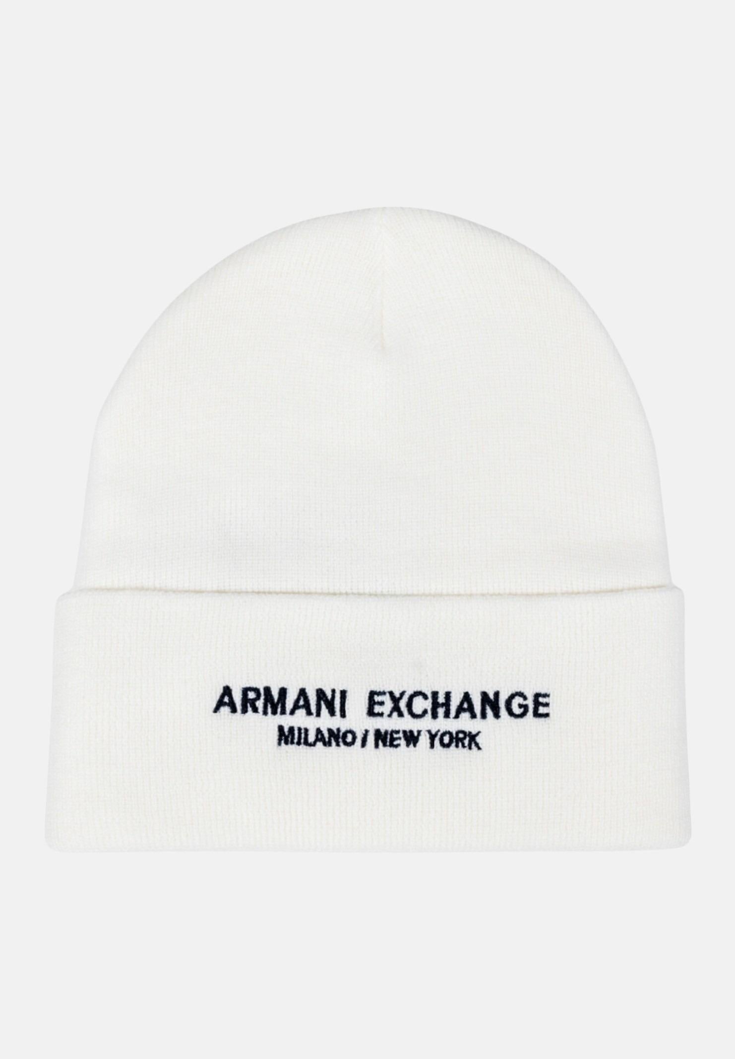 ARMANI EXCHANGE Berretto di lana bianco da uomo con ricamo logo XM001637AF16950 U0009 ARMANI EXCHANGE