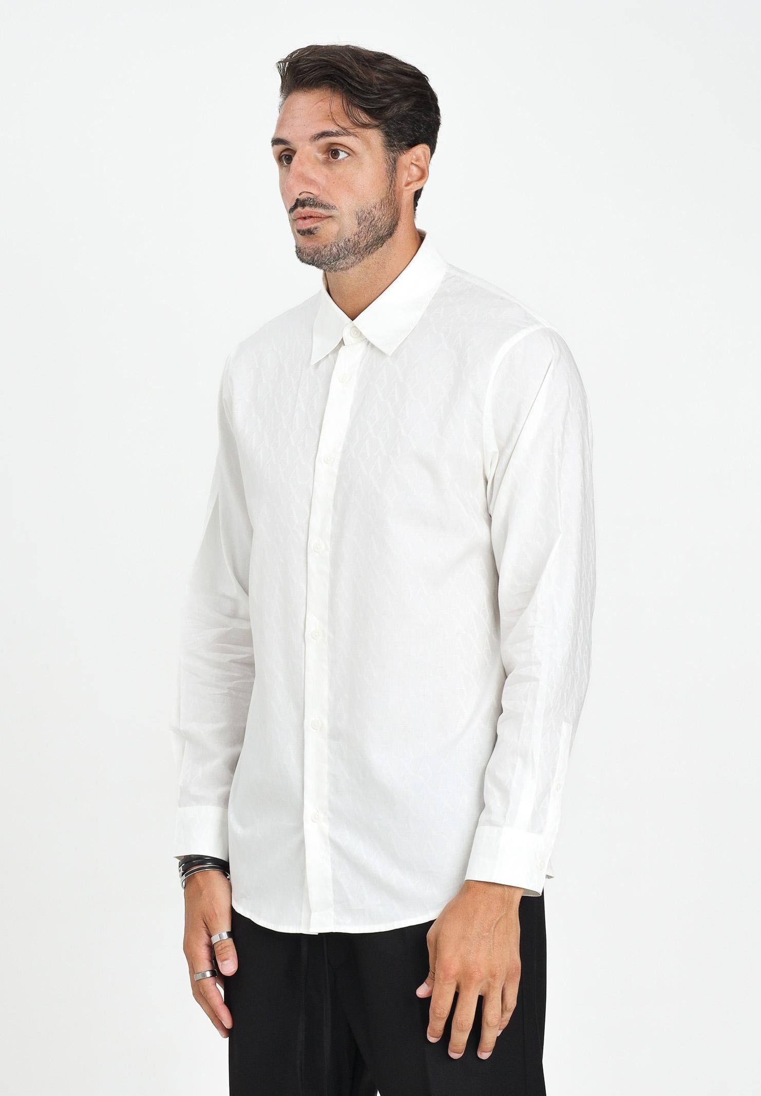 ARMANI EXCHANGE Camicia a manica lunga bianca da uomo con monogramma logo XM001587AF16631 U0009 ARMANI EXCHANGE