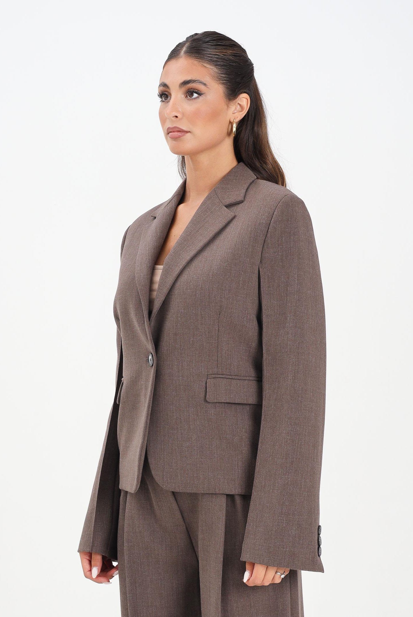 VICOLO Giacca marrone da donna con leggera trama mélange TF0203 A115 VICOLO