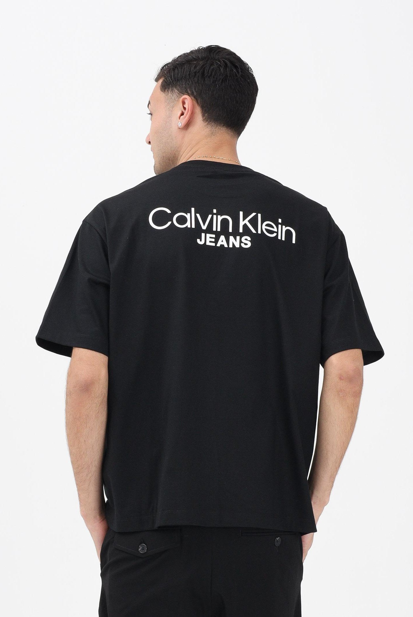 CALVIN KLEIN JEANS T-shirt a manica corta nera da uomo con stampa logo LV04RD825GUB1 . CALVIN KLEIN JEANS