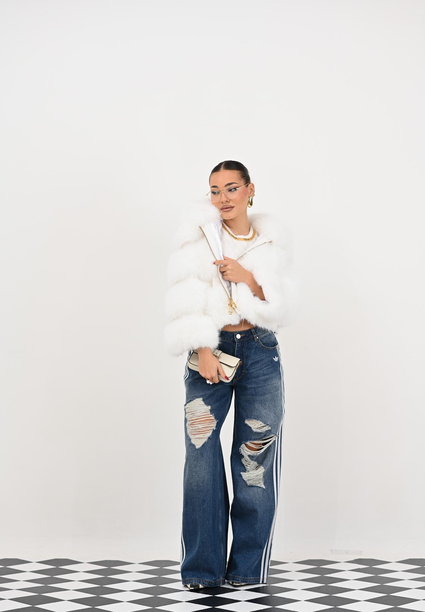 ADIDAS ORIGINALS Jeans Loose Denim Destressed in denim scuro da donna KE3300 ADIDAS ORIGINALS