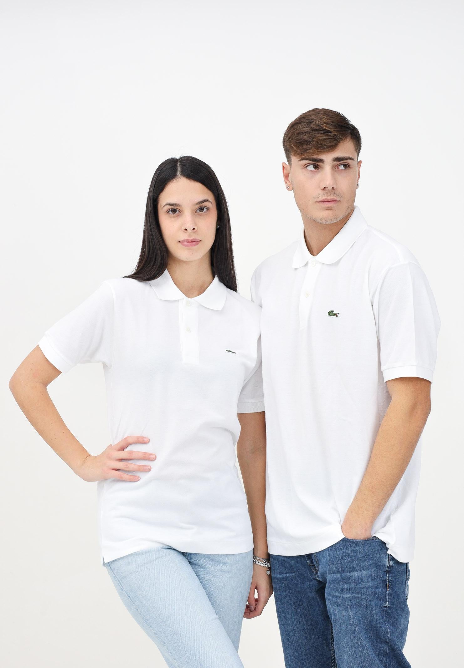 LACOSTE Polo bianca per uomo e donna con patch logo coccodirllo 1212 001 LACOSTE