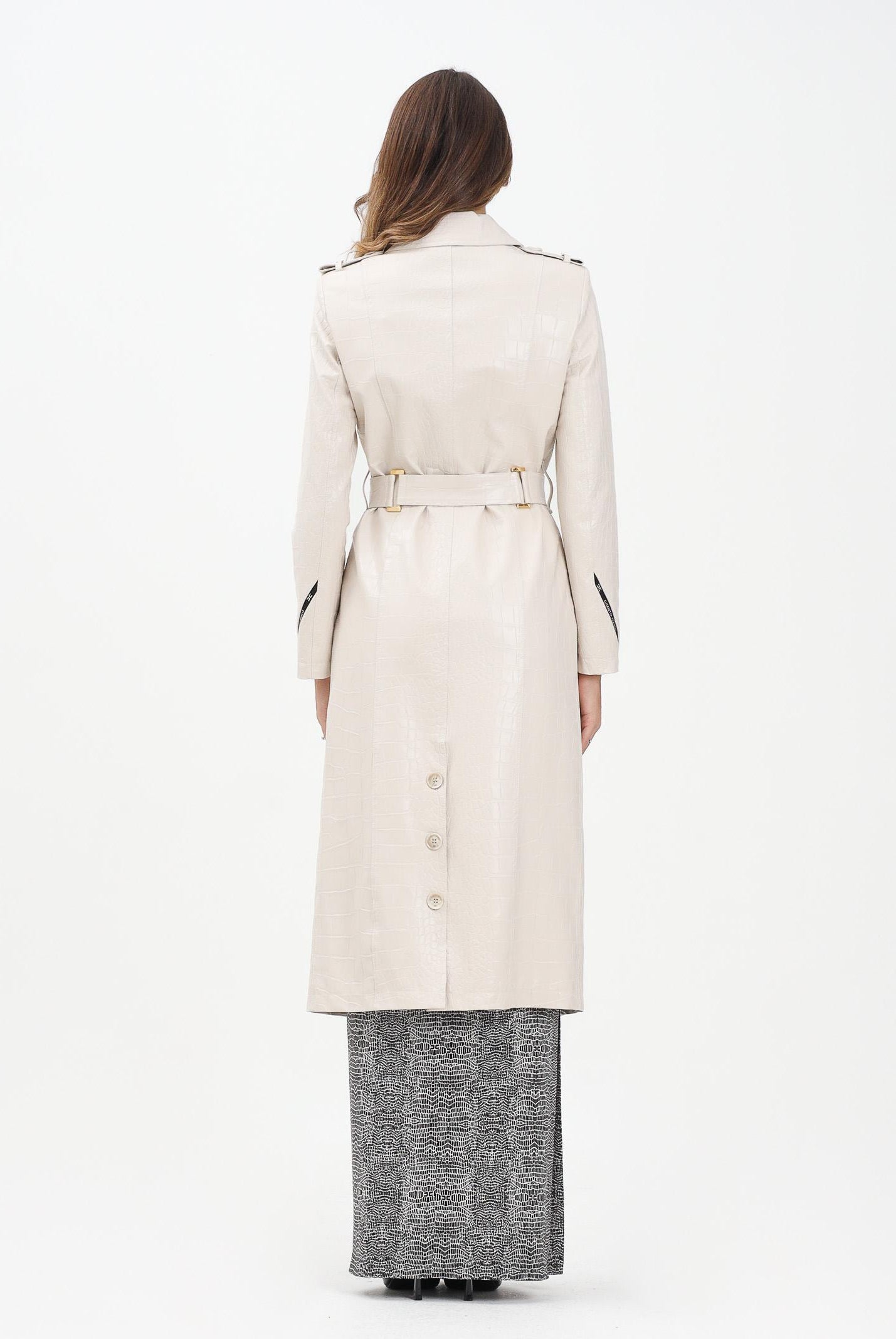 ELISABETTA FRANCHI Trench panna da donna con stampa cocco SP00358E2 DZ9 ELISABETTA FRANCHI