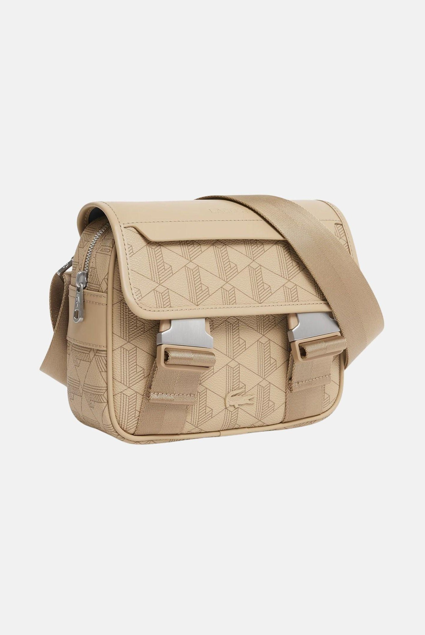 LACOSTE Borsa a tracolla beige per uomo e donna con monogramma The Blend NH3787 R59 LACOSTE