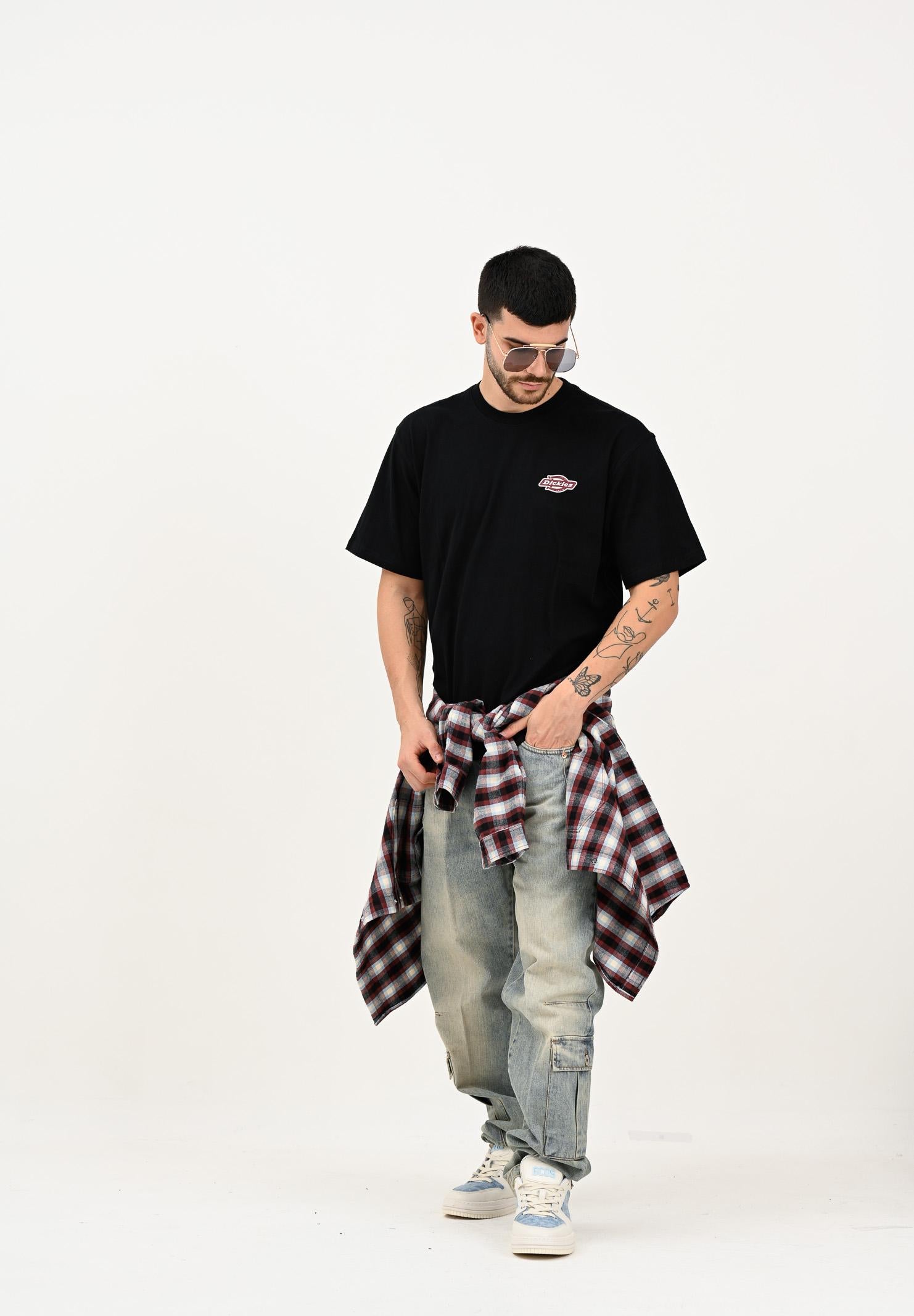 DICKIES GRAYSVILLE t-shirt a manica corta da uomo nera con stampa ed illustrazione sul retro DK0A87QQBLK1 DIckies