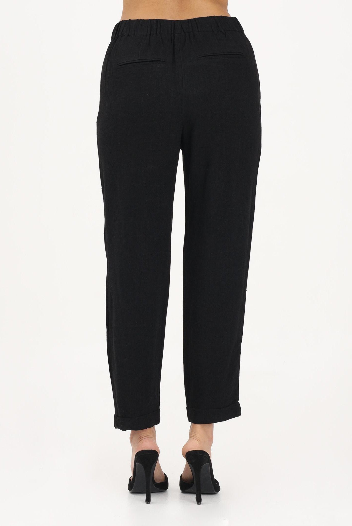 ONLY Pantalone nero da donna con cintura coordinata 15367751 BL ONLY