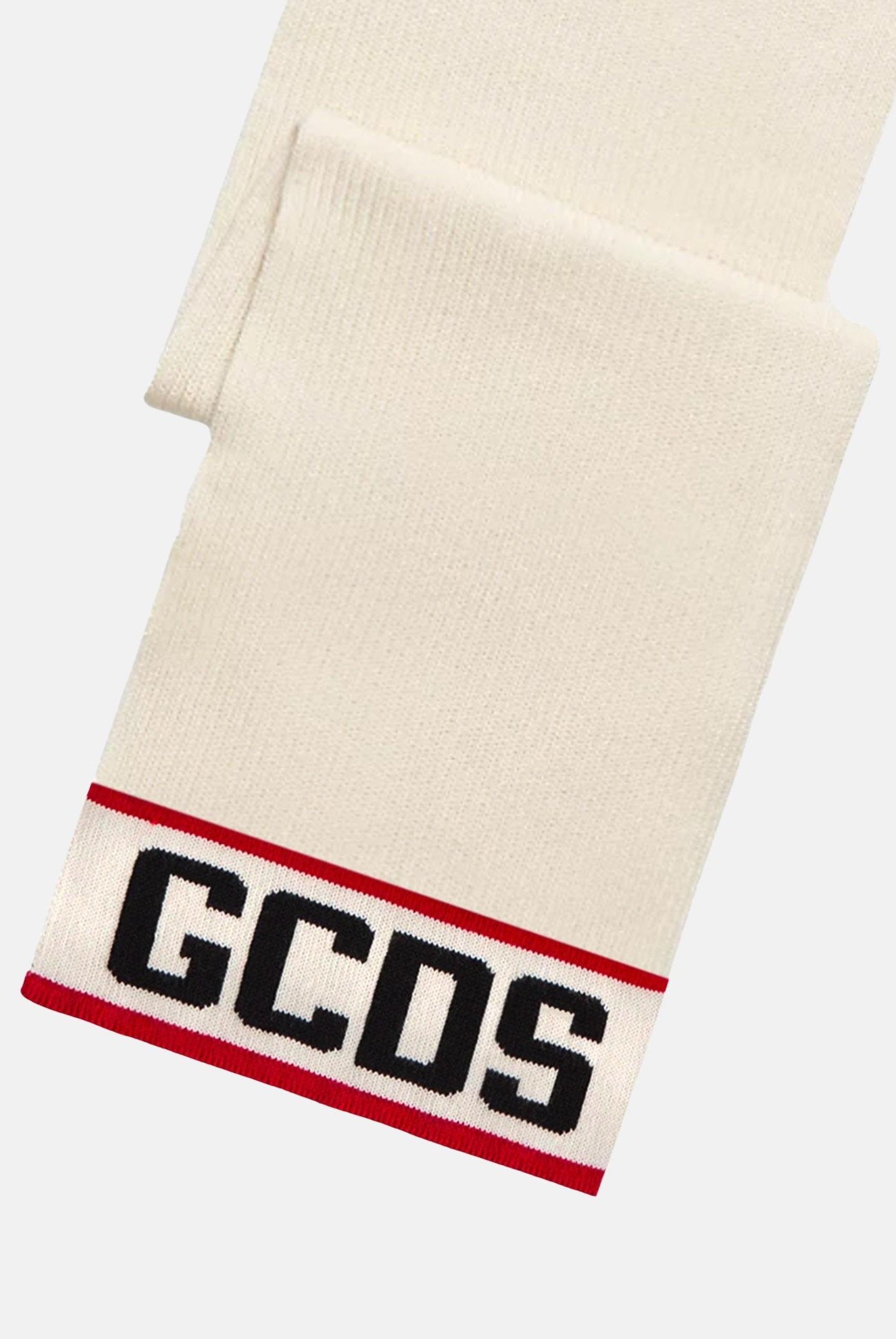 GCDS Sciarpa panna per uomo e donna con banda centrale e logo GCDS B2CU5901K19 15 GCDS