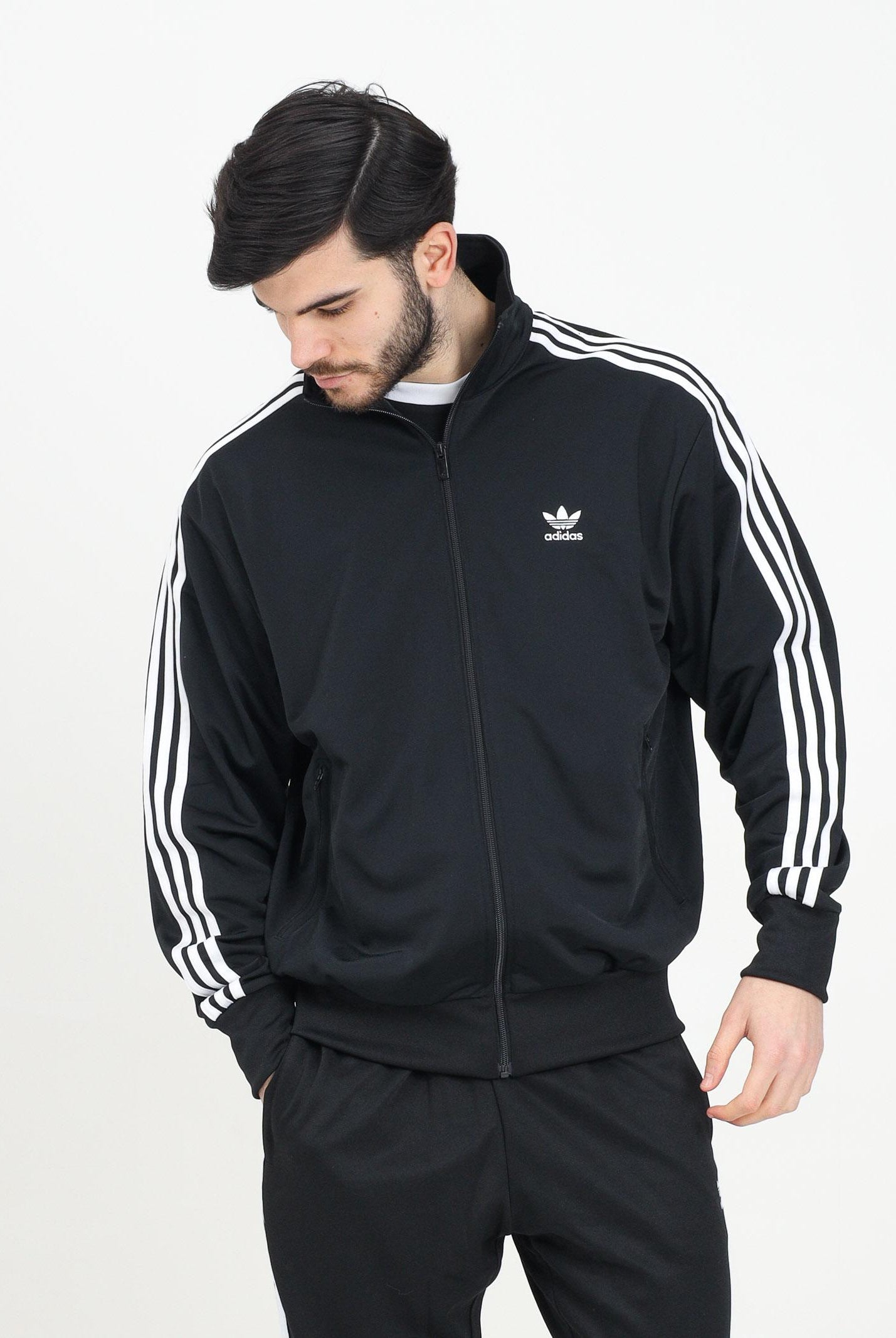 ADIDAS ORIGINALS Felpa con zip adicolor Classics Firebird nera da uomo IJ7058 . ADIDAS ORIGINALS