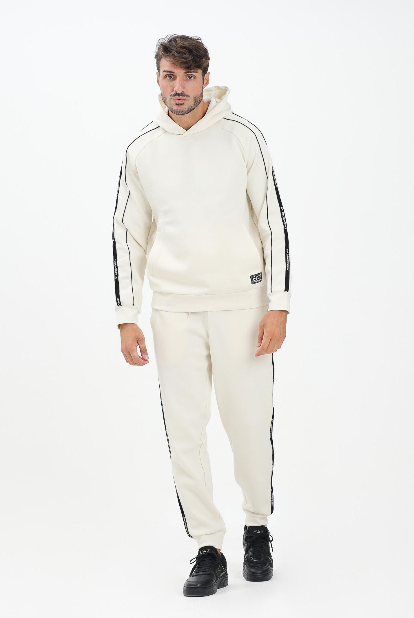 EA7 Pantalone sportivo panna da uomo con bande laterali logate 7M000974AF10377 U1105 EA7