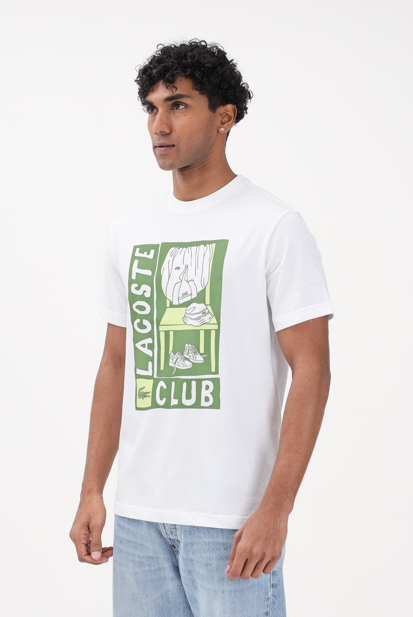 LACOSTE T-shirt a manica corta bianca da uomo con stampa TH1773 001 LACOSTE