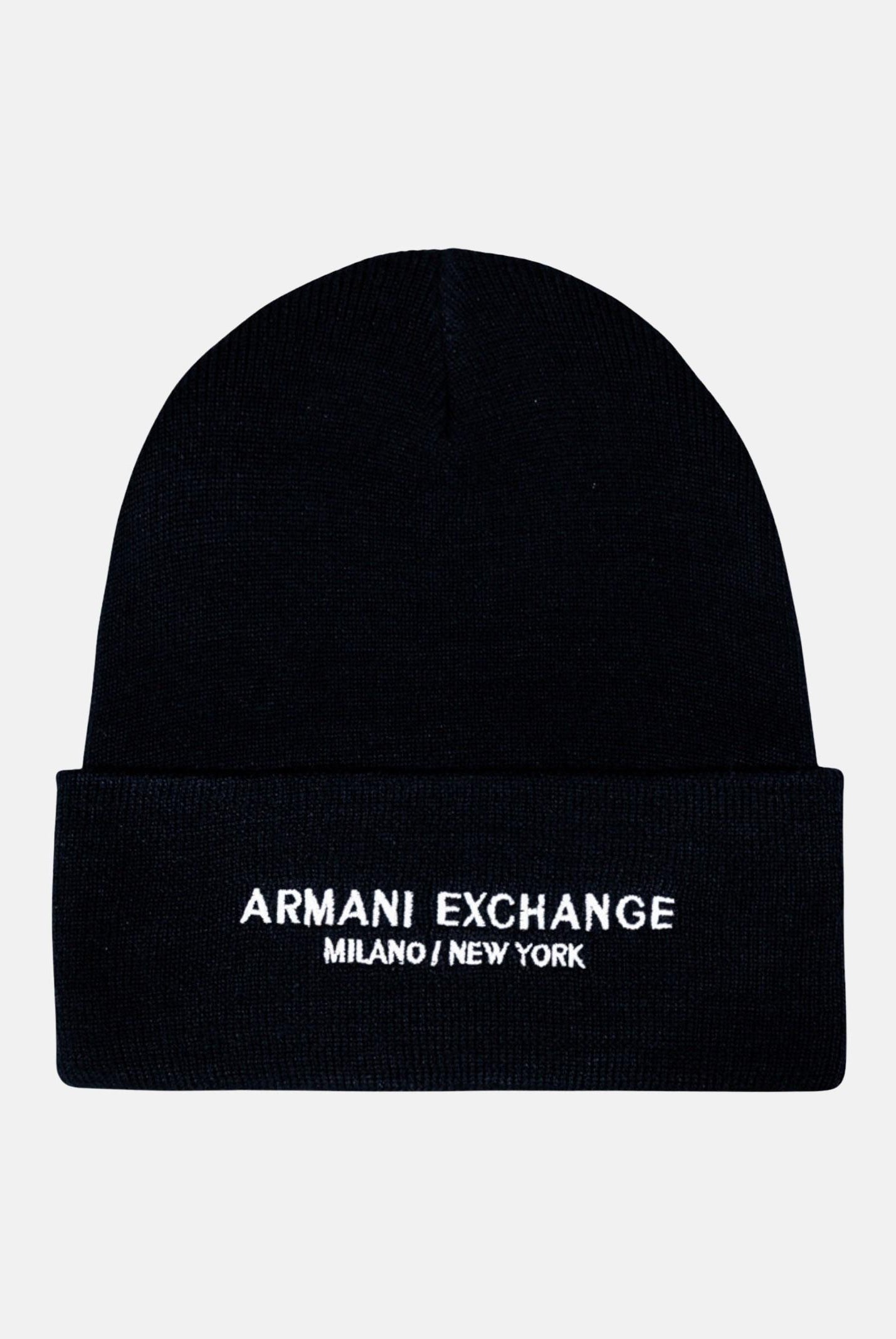 ARMANI EXCHANGE Berretto di lana nero da uomo con ricamo logo XM001637AF16950 UC001 ARMANI EXCHANGE