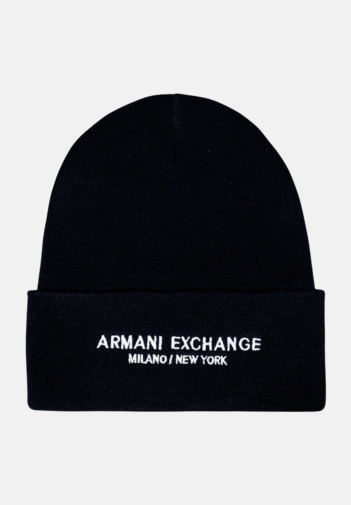 ARMANI EXCHANGE Berretto di lana nero da uomo con ricamo logo XM001637AF16950 UC001 ARMANI EXCHANGE