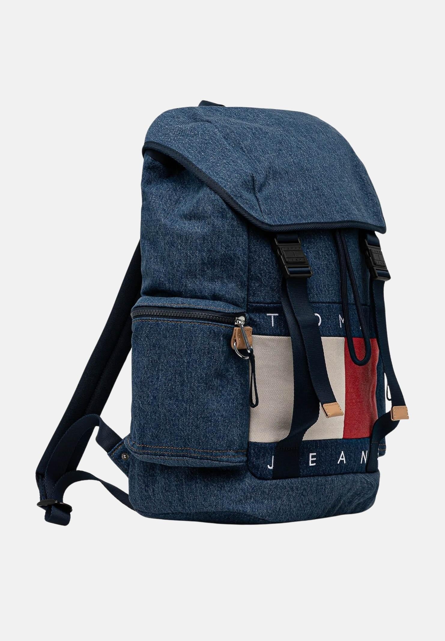 TOMMY JEANS Zaino Archive in denim blu per uomo e donna con logo AM0AM13812 1AF TOMMY JEANS