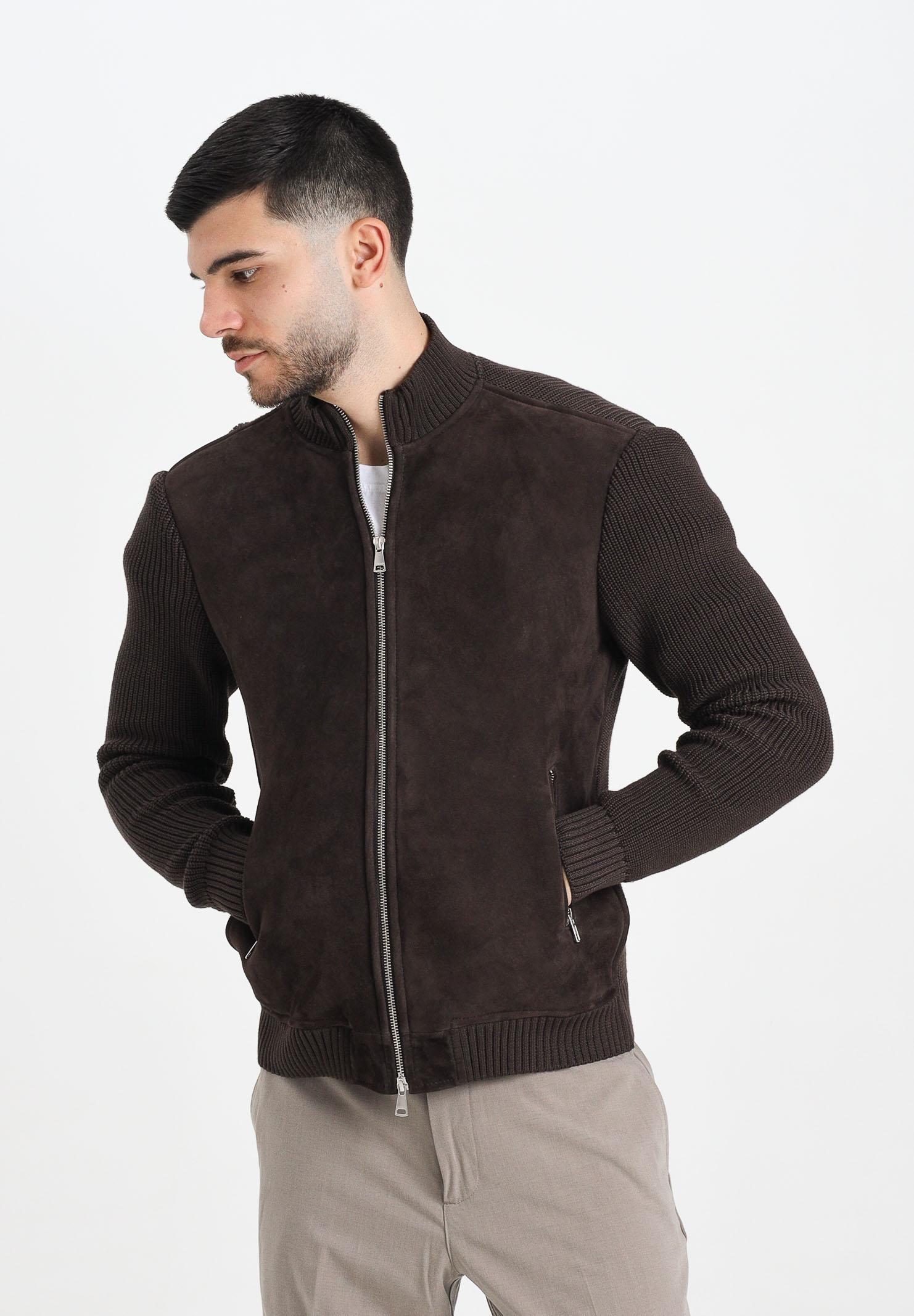 BOMBOOGIE Giubbotto in pelle e maglia Komb marrone da uomo JMKOMBGMK5 163 BOMBOOGIE