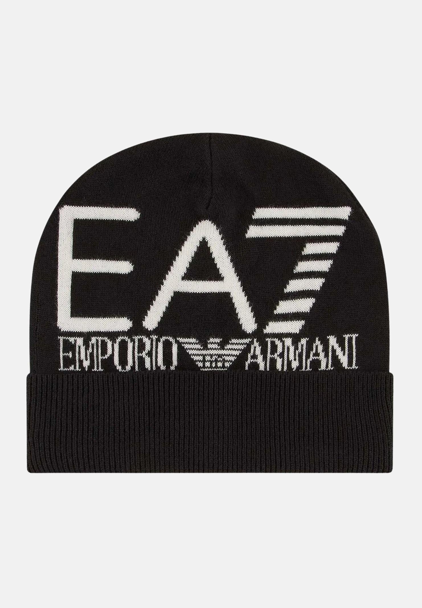 EA7 Berretto di lana nero da uomo con logo 7X000006AF11994 MC008 EA7