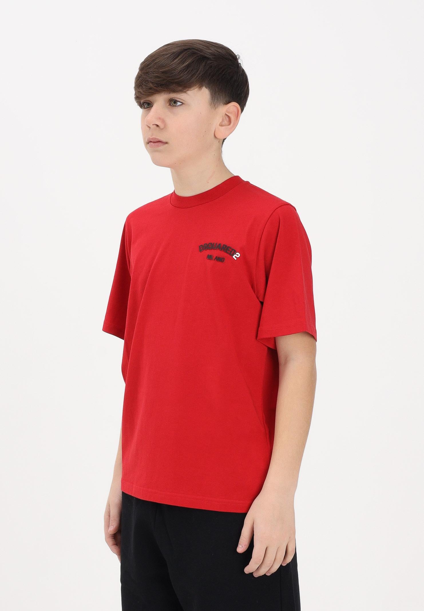 DSQUARED2 T-shirt a manica corta rossa per donna, ragazzi e bambini con logo DQ3169D0AAP DQ401 DSQUARED2