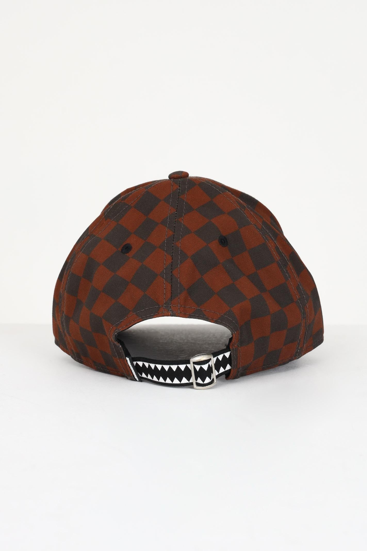 SPRAYGROUND Cappello con visiera marrone e nero per uomo e donna con ricamo shark SP6628BROWN SPRAYGROUND