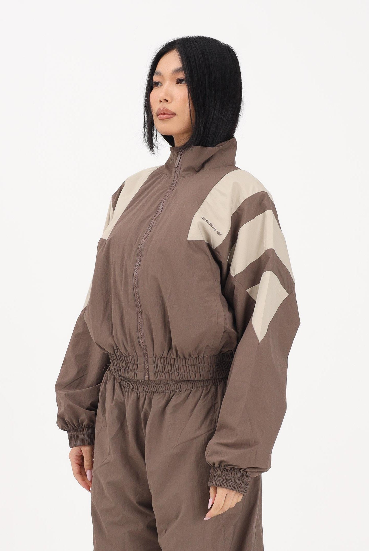 ADIDAS ORIGINALS Giacca a vento BLOCKED WASHED marrone e beige da donna KD8787 . ADIDAS ORIGINALS