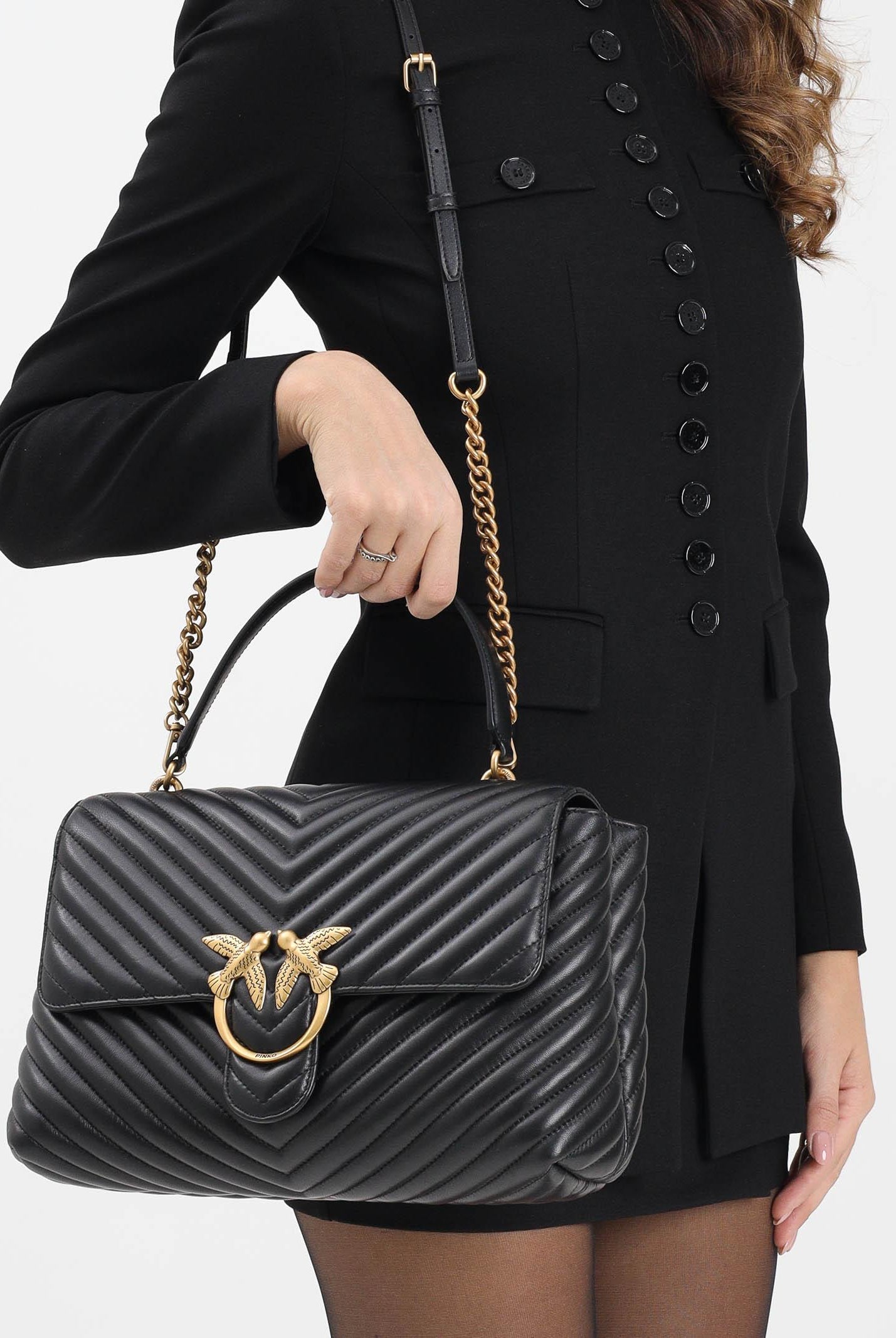 PINKO Shopper Big Love Bag Puff nera da donna 100042A0GK Z99Q PINKO