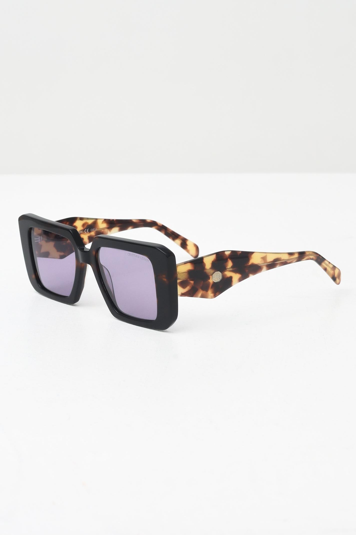 CRISTIAN LEROY Occhiali da sole tartarugati da donna con lenti viola 25072 02 CRISTIAN LEROY