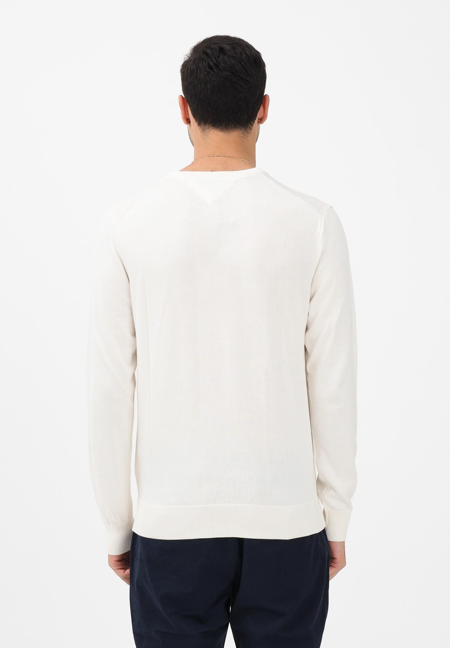 TOMMY HILFIGER Maglioncino girocollo panna da uomo con logo MW0MW39999 Z00 TOMMY HILFIGER