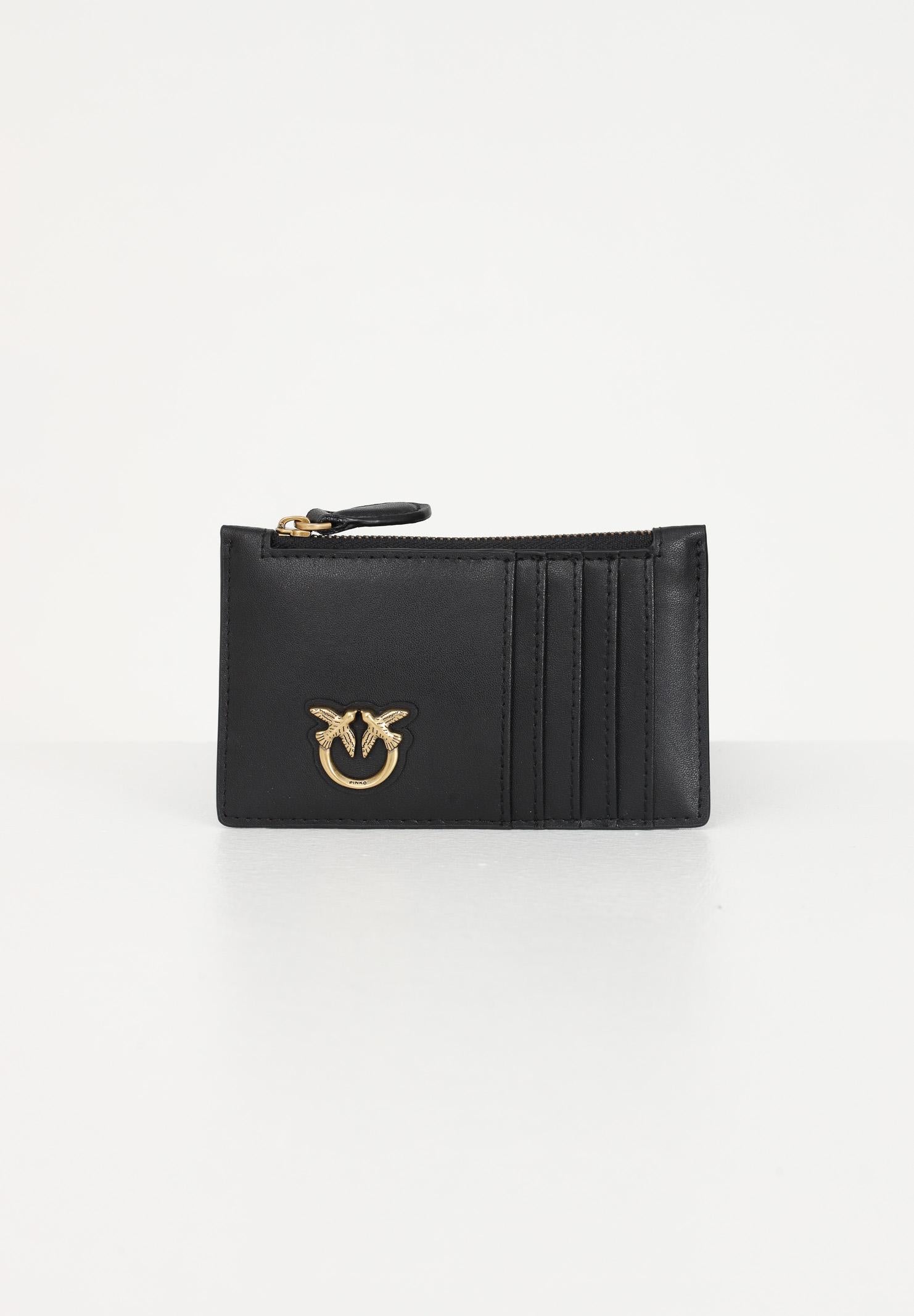 PINKO Porta carte in morbida pelle mano seta nero da donna 100251A0F1 Z99Q PINKO