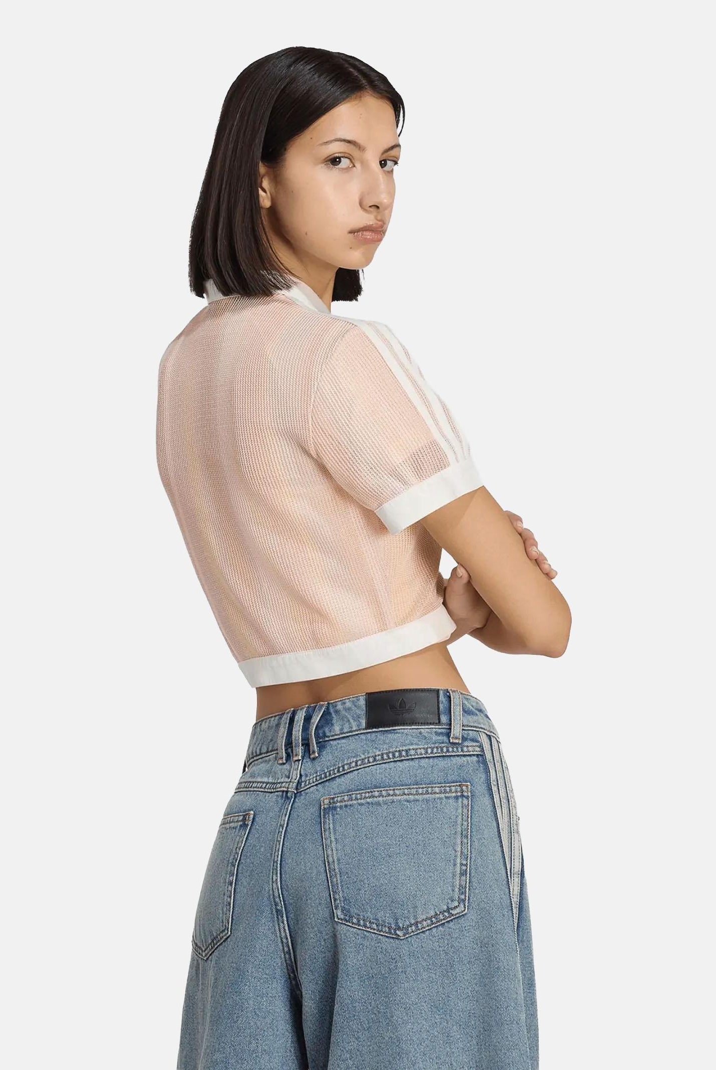 ADIDAS ORIGINALS Camicia crop SUMMER GLOW STRIPED rosa da donna KY8140 . ADIDAS ORIGINALS