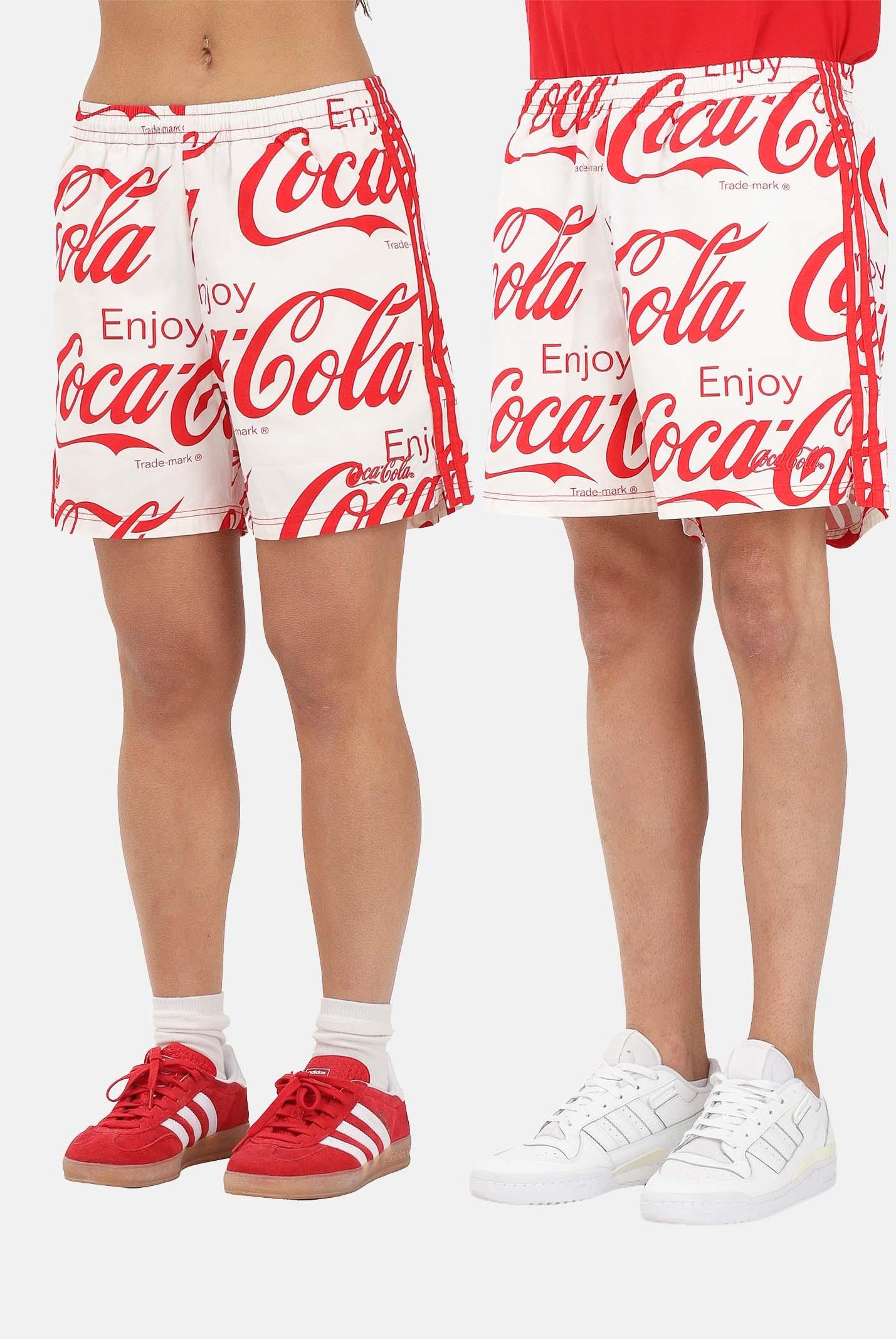 ADIDAS ORIGINALS shorts sportiv iCoca-Cola White bianco e rosso da uomo e donna KY2113 . ADIDAS ORIGINALS