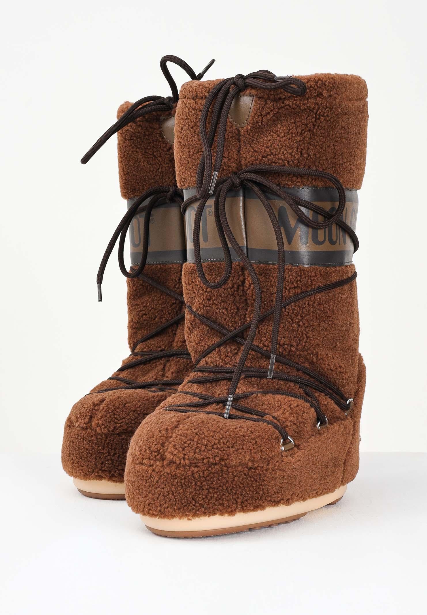 MOON BOOT Stivali da neve ICON in teddy marroni da donna 80D1403080 M004 MOON BOOT