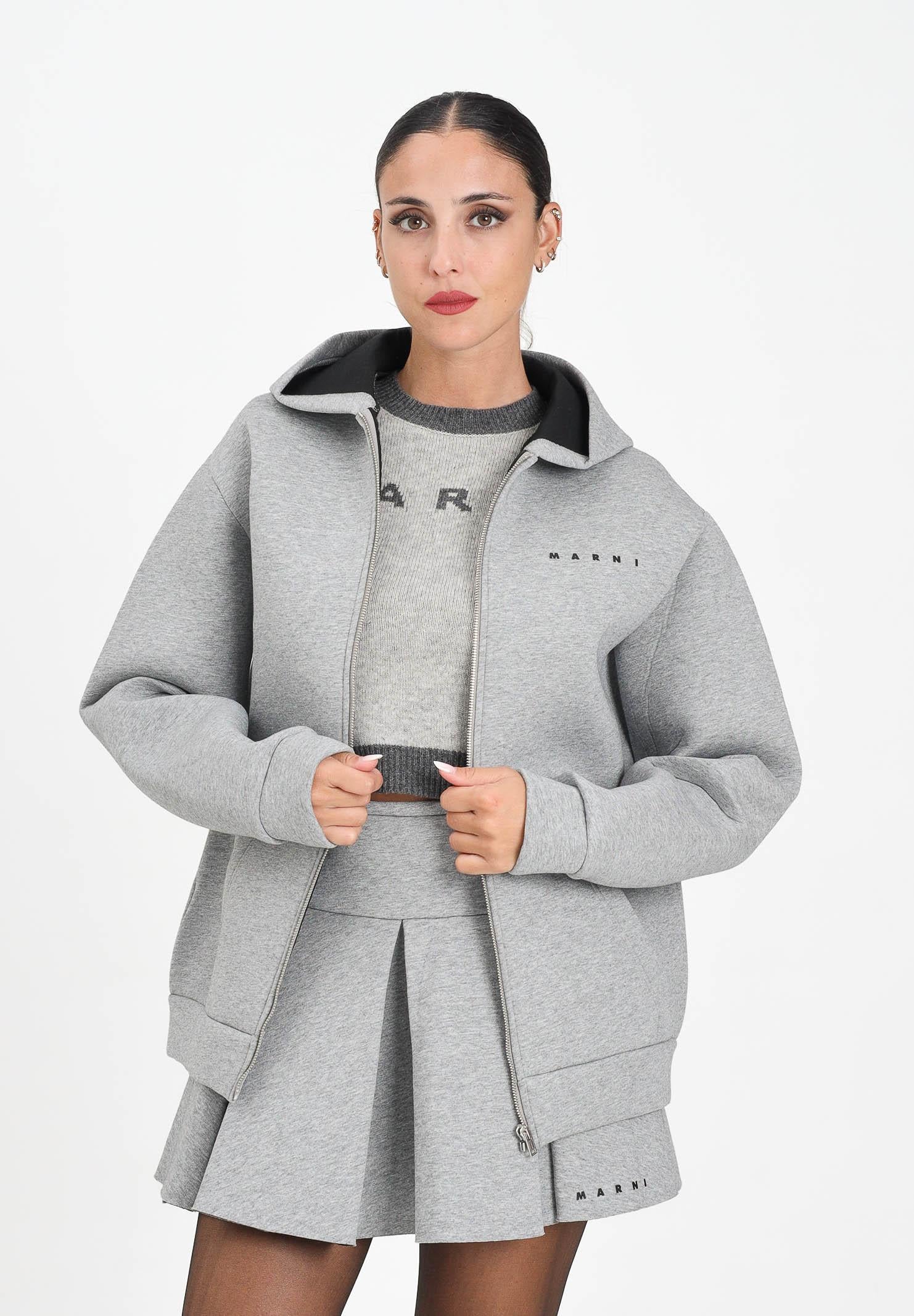MARNI Felpa con zip in neoprene grigio per donna, ragazzi e bambini M01625M00VC 0M923 MARNI